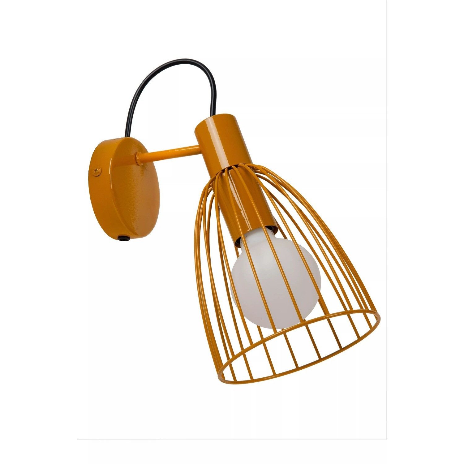 Licht-Erlebnisse Wandstrahler NAVIK, ohne Leuchtmittel, Ockergelb Metall Draht Strahler verstellbar E27 B:15 cm Kinderzimmer