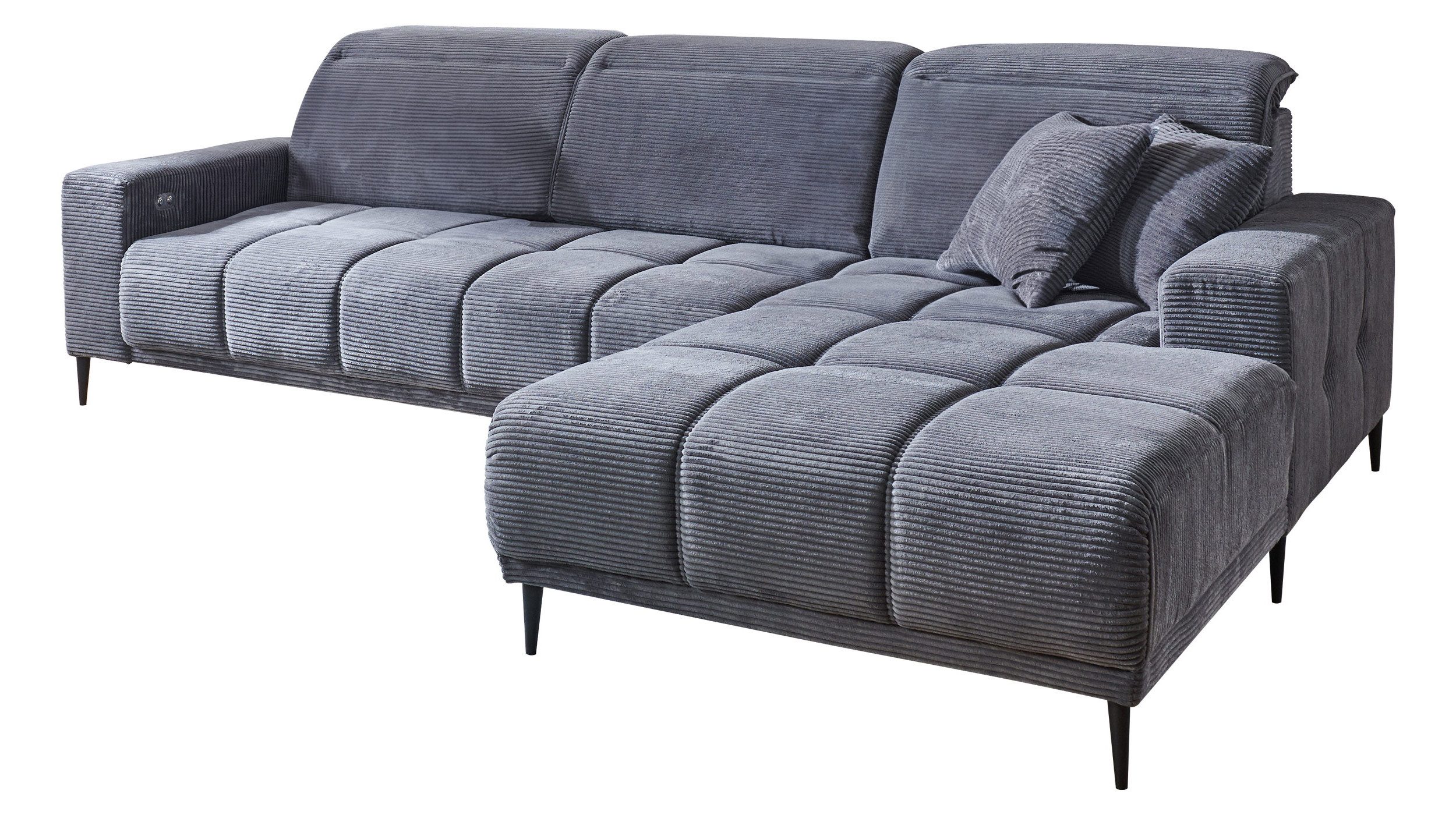 Massivart® Ecksofa Cord 286 cm / Cordsofa / elektrische Sitztiefenverstellu günstig online kaufen