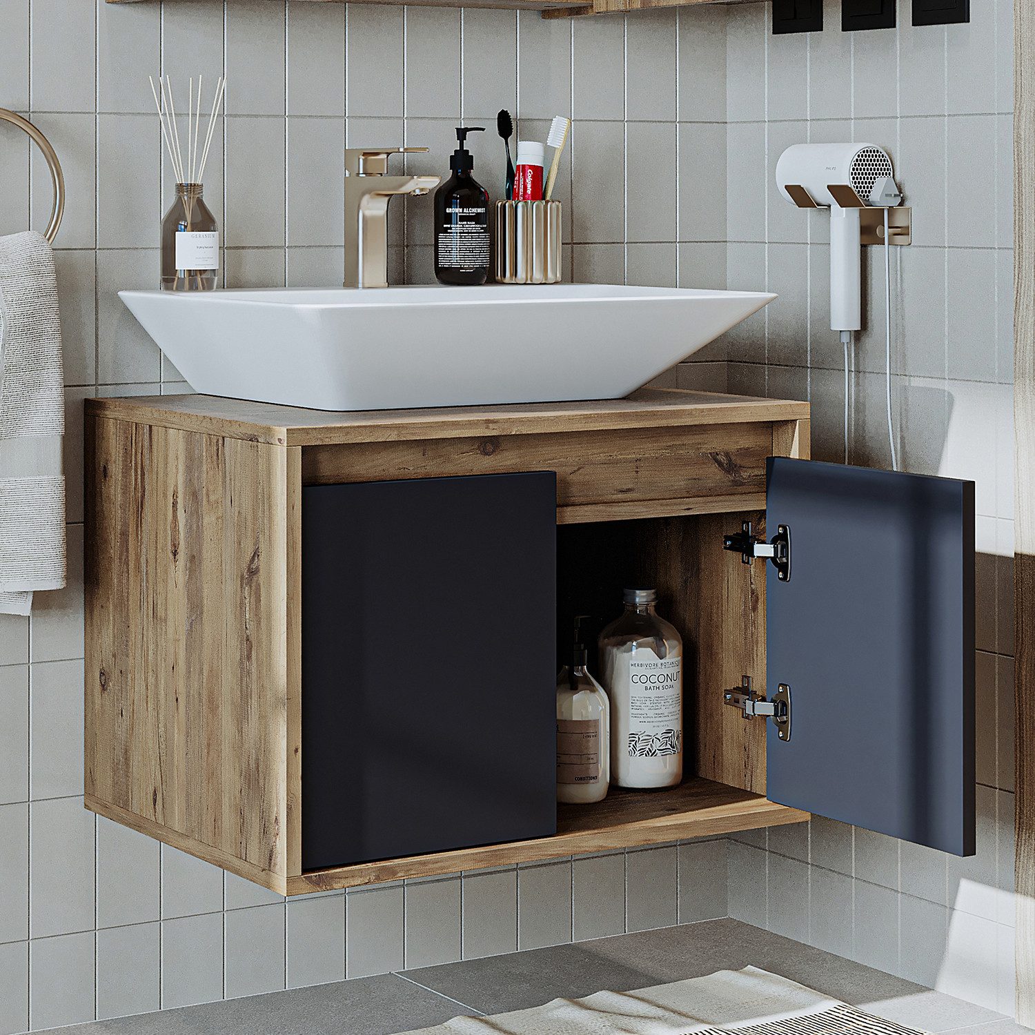 Roomart Badmöbel-Set ATL-2TLG-65, (Waschtisch mit unterschrank günstig online kaufen