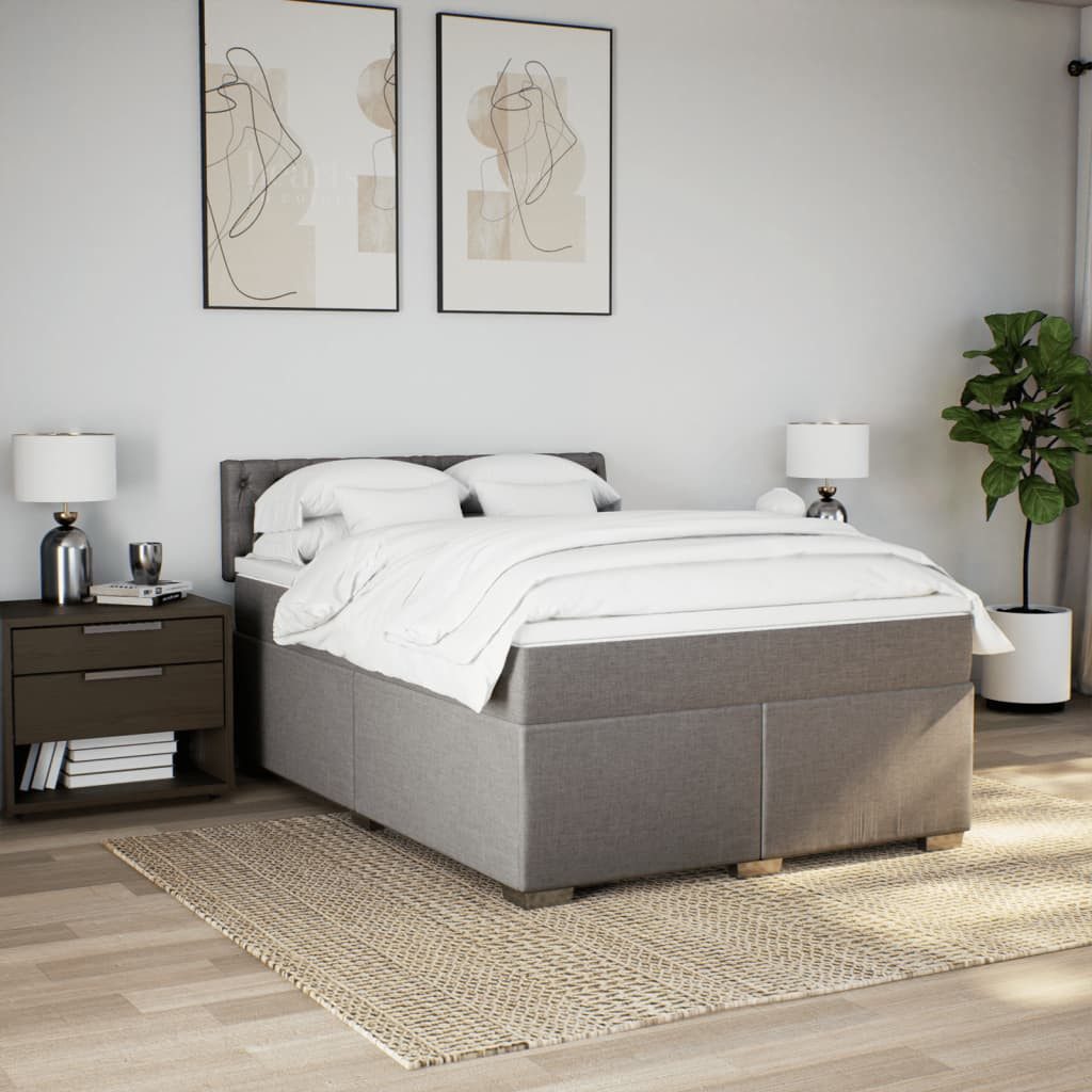 vidaXL Bett Boxspringbett mit Matratze Taupe günstig online kaufen