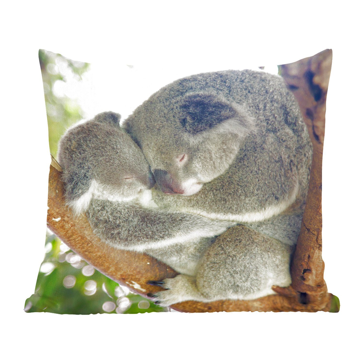 MuchoWow Dekokissen Koalas - Knuddeln - Tiere - Jungen - Mädchen, Zierkissen mit Füllung für Wohzimmer, Schlafzimmer, Deko, Sofakissen