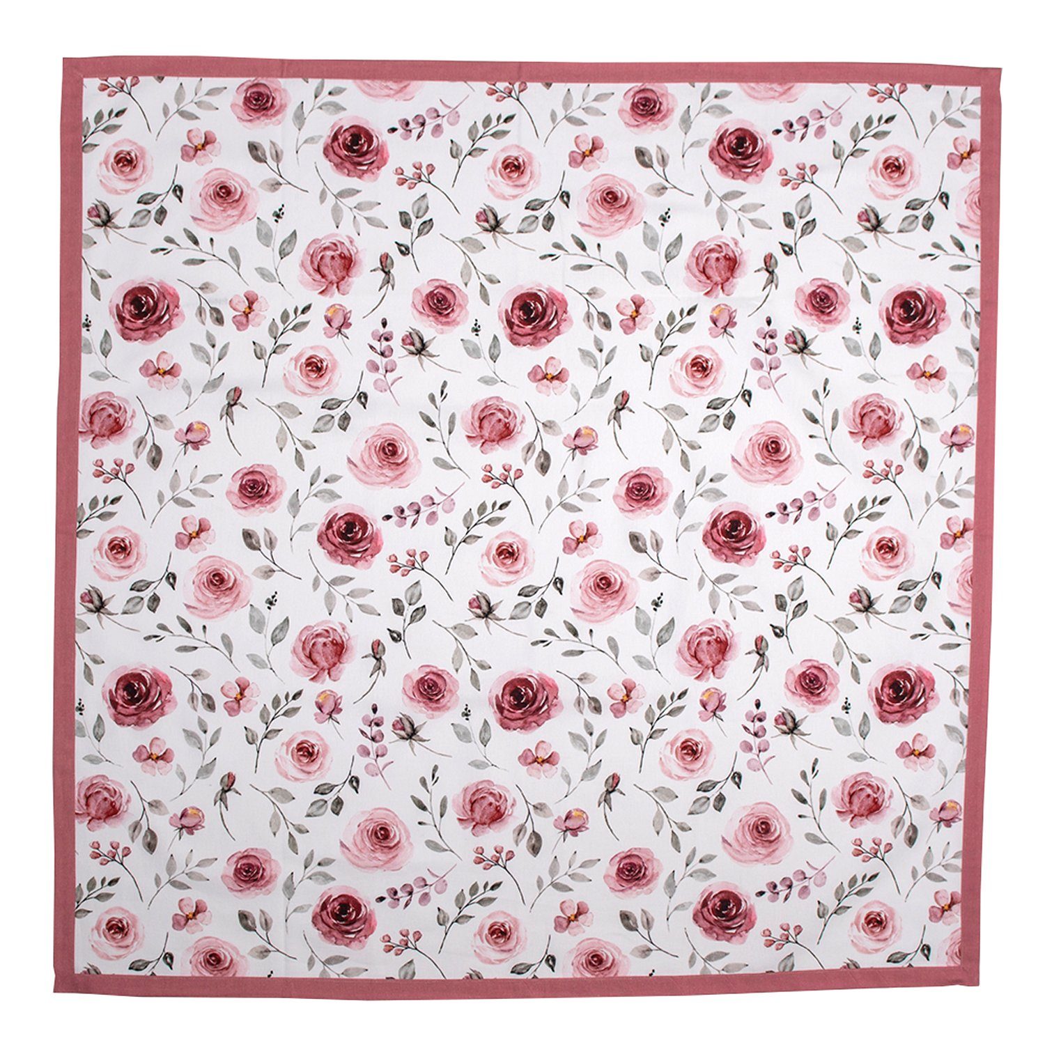 Clayre & Eef Tischdecke Rustic Rose (Set 1-tlg, 1-teilig), quadratische Tischdecke Mitteldecke ca.100x100cm Baumwolle
