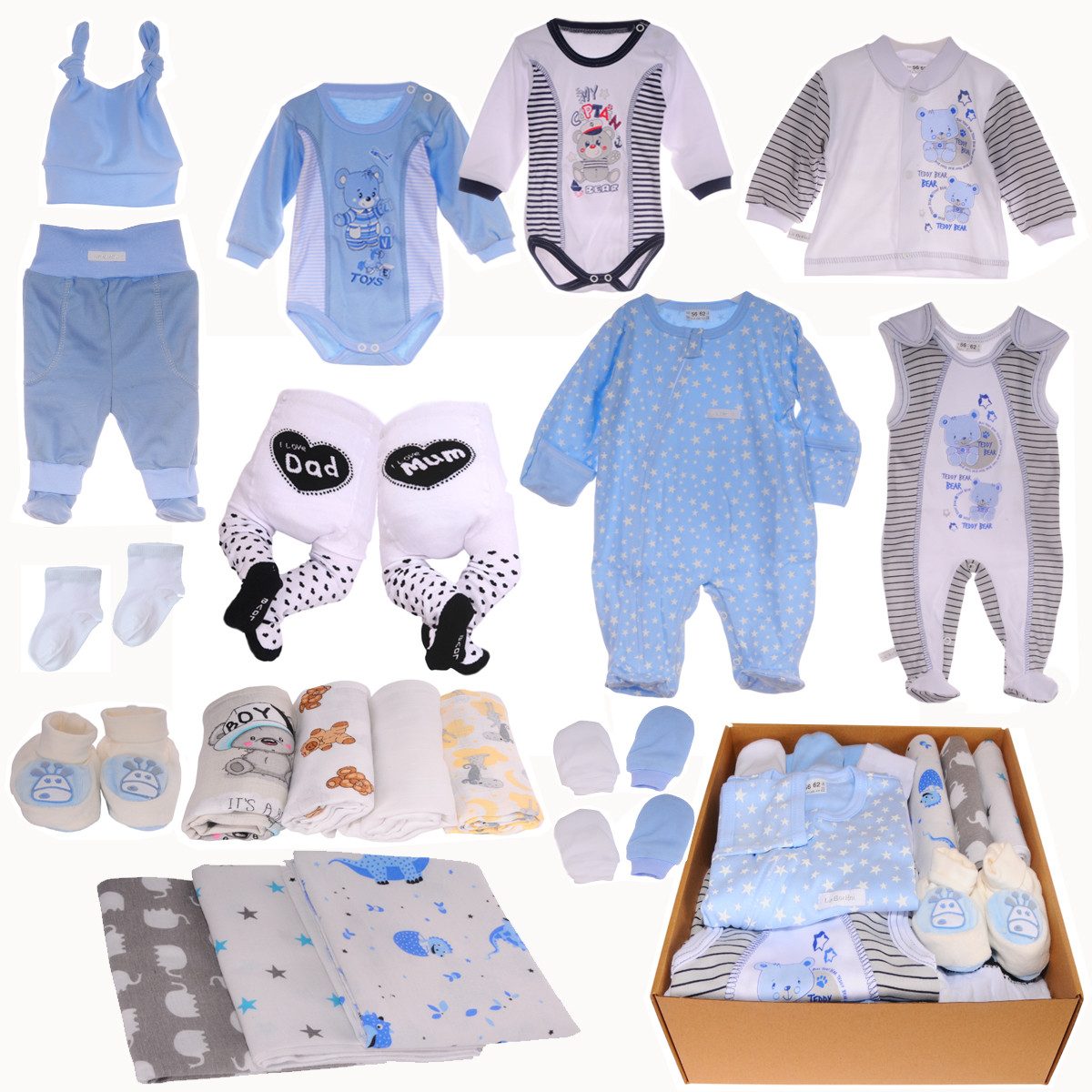 Erstausstattungspaket Baby Set 20 Teile Body Hose Strampler Strumpfhosen Shirt Socken