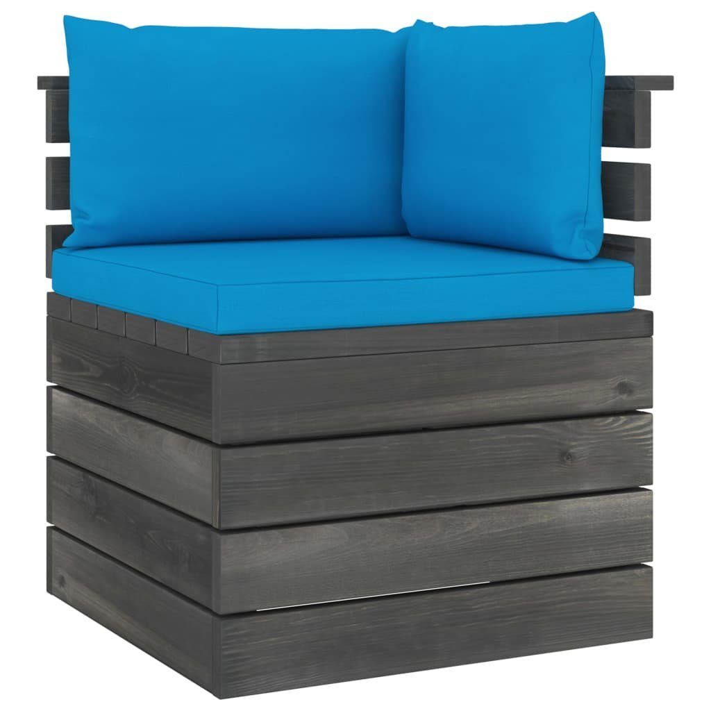 vidaXL Gartenlounge-Set 9-tlg. Garten-Sofagarnitur aus Kiefernholz, Kissen mit Paletten (9-tlg) Hellblau