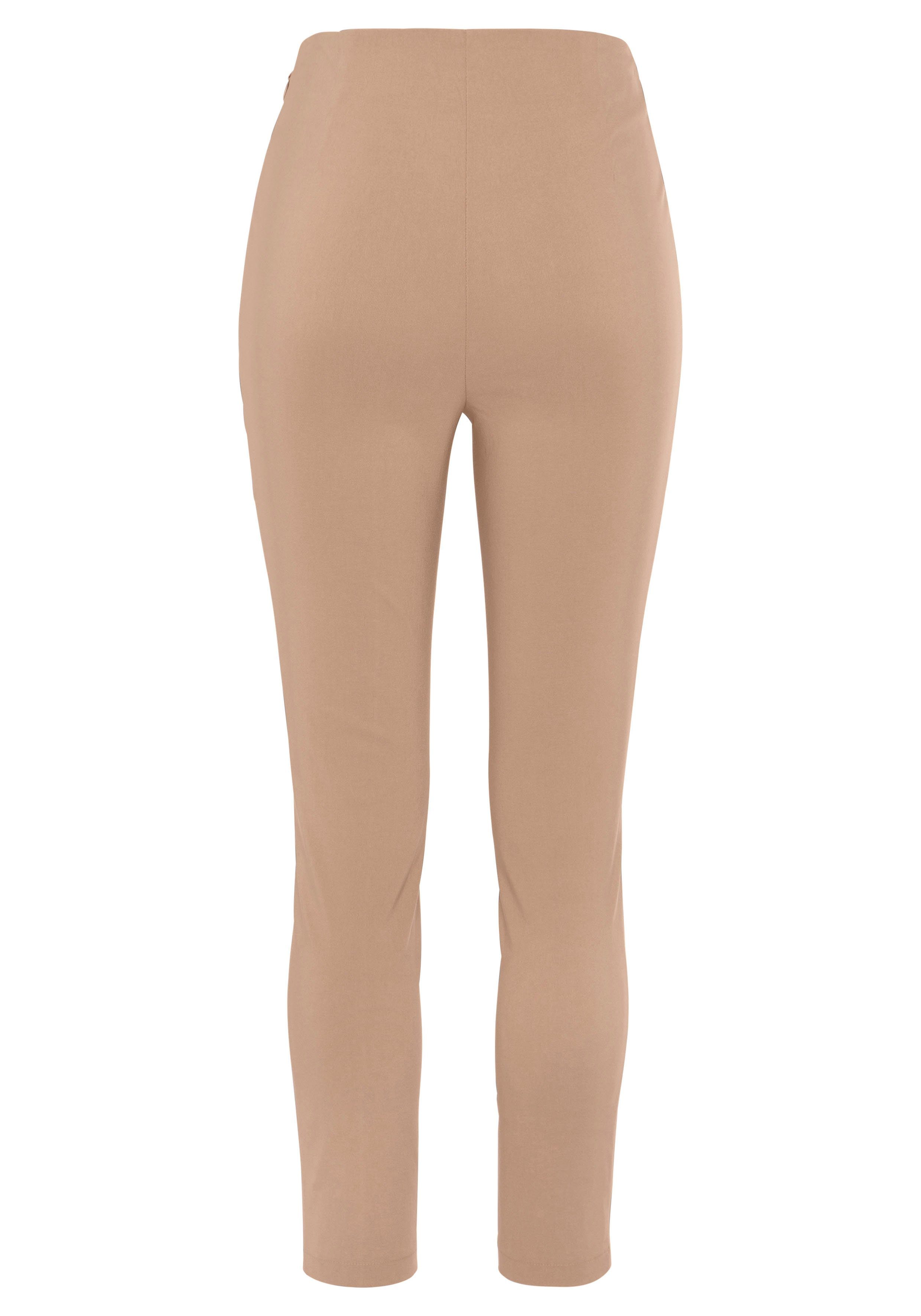 Stretch-Hose figurschmeichelndem mit beige Bund LASCANA