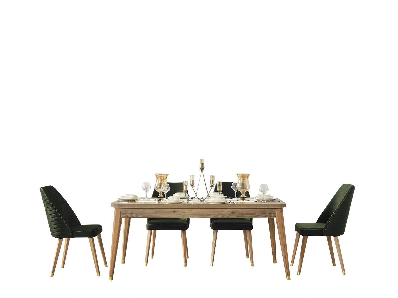 JVmoebel Essgruppe Luxus Tisch Esszimmer Gruppe Stuhl und Ohne (5-tlg., Kommode Esstisch Garnitur Kleiderschrank) Set