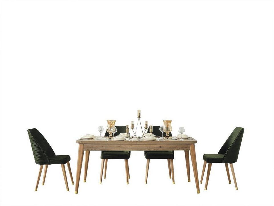 JVmoebel Essgruppe Luxus Tisch Esszimmer Esstisch Stuhl Gruppe Garnitur  Set, (5-tlg., Ohne Kommode und Kleiderschrank)