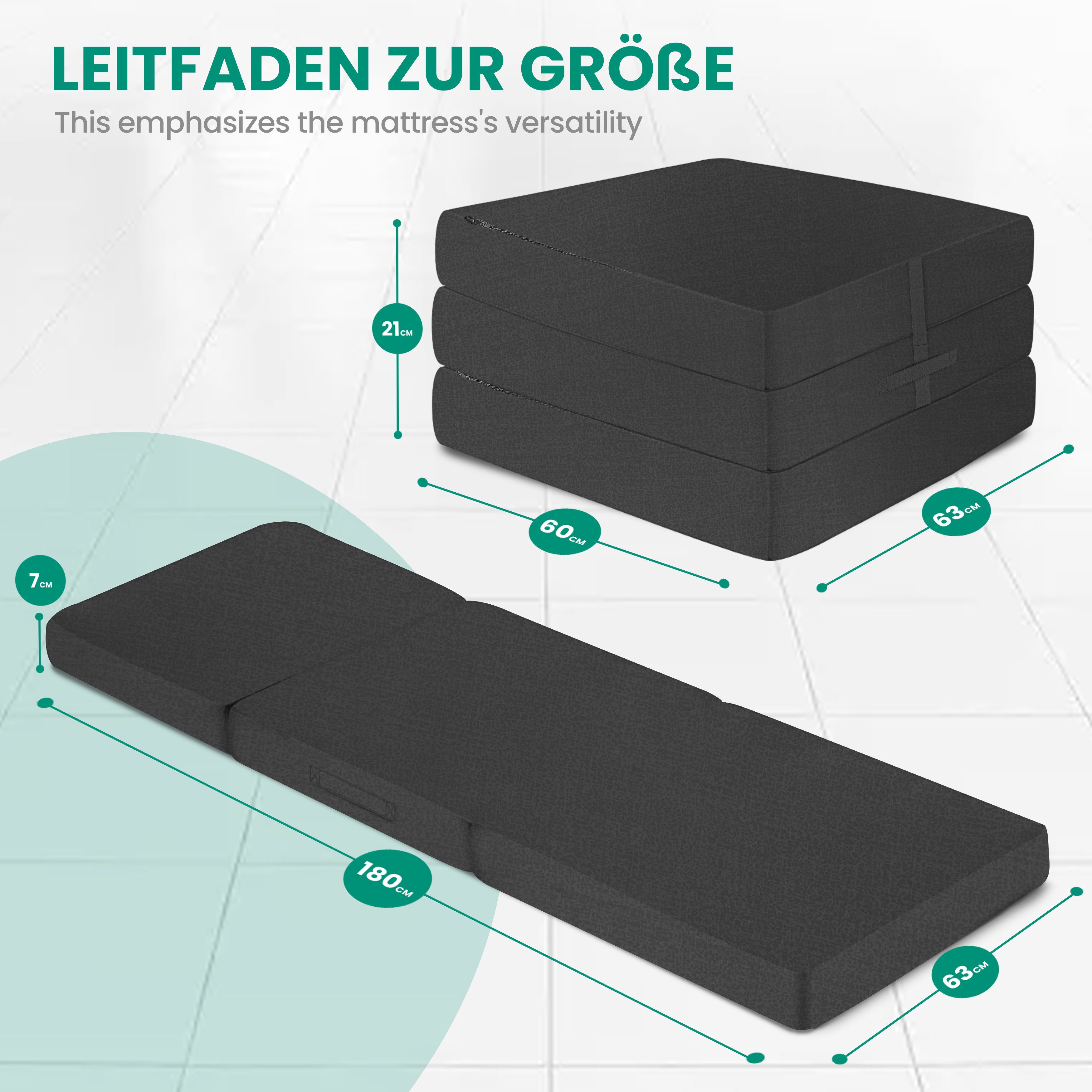 Klappmatratze Gästematratze, Kamping Bett, Gästebetten 195x80x10 cm, Goliez