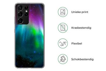 MuchoWow Handyhülle Nordlichter - Sternenhimmel - Farben, Phone Case, Handyhülle Samsung Galaxy S21 Ultra, Silikon, Schutzhülle