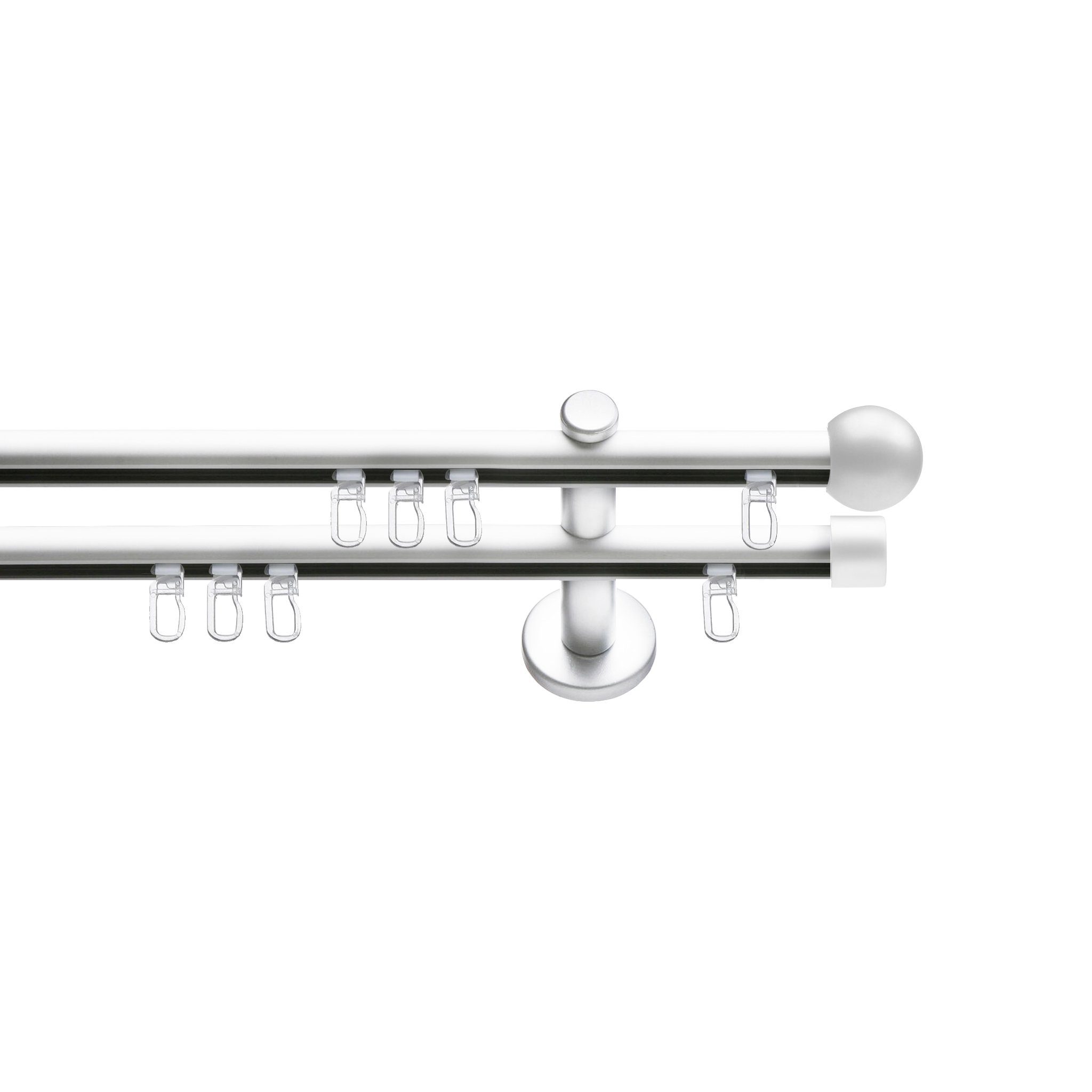 SN DECO GROUP Gardinenstange Innenlaufgarnitur Straßburg, Ø 19 mm, 2-läufig, Fixmaß, Verschraubt, Aluminium, Komplettset
