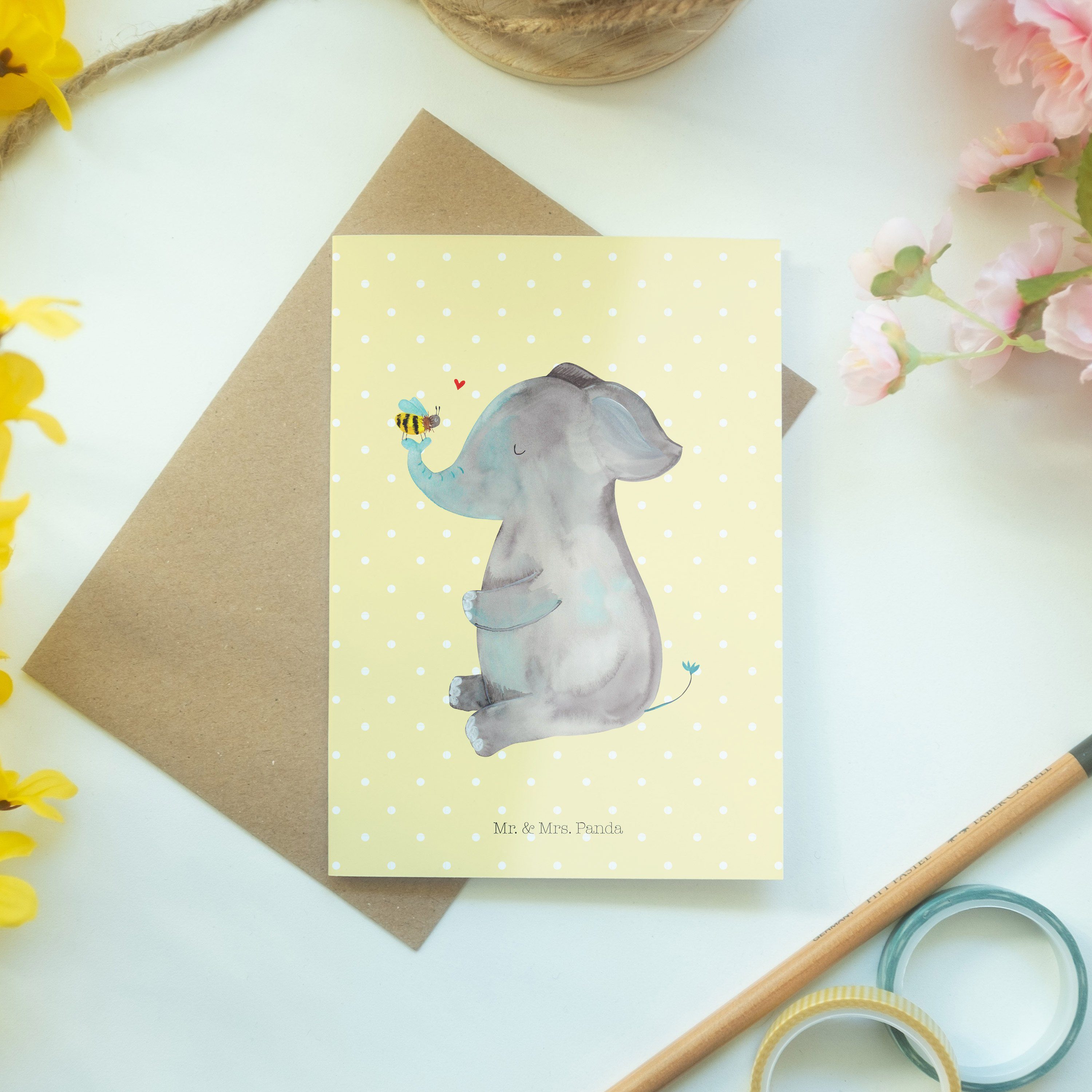 Jahrestag, & - Elefant Gelb Panda Karte, Geschenk, & Mr. Biene Pastell lustige Mrs. Grußkarte -