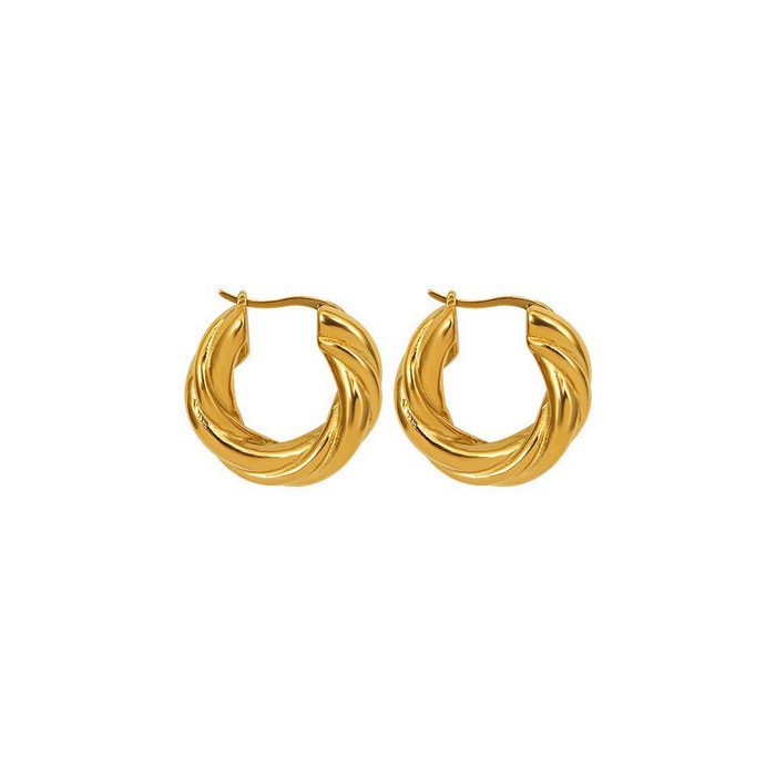 Karisma Paar Creolen Damen Twirl Ohrringe Hoops Edelstahl 18k Vergoldet CSS150