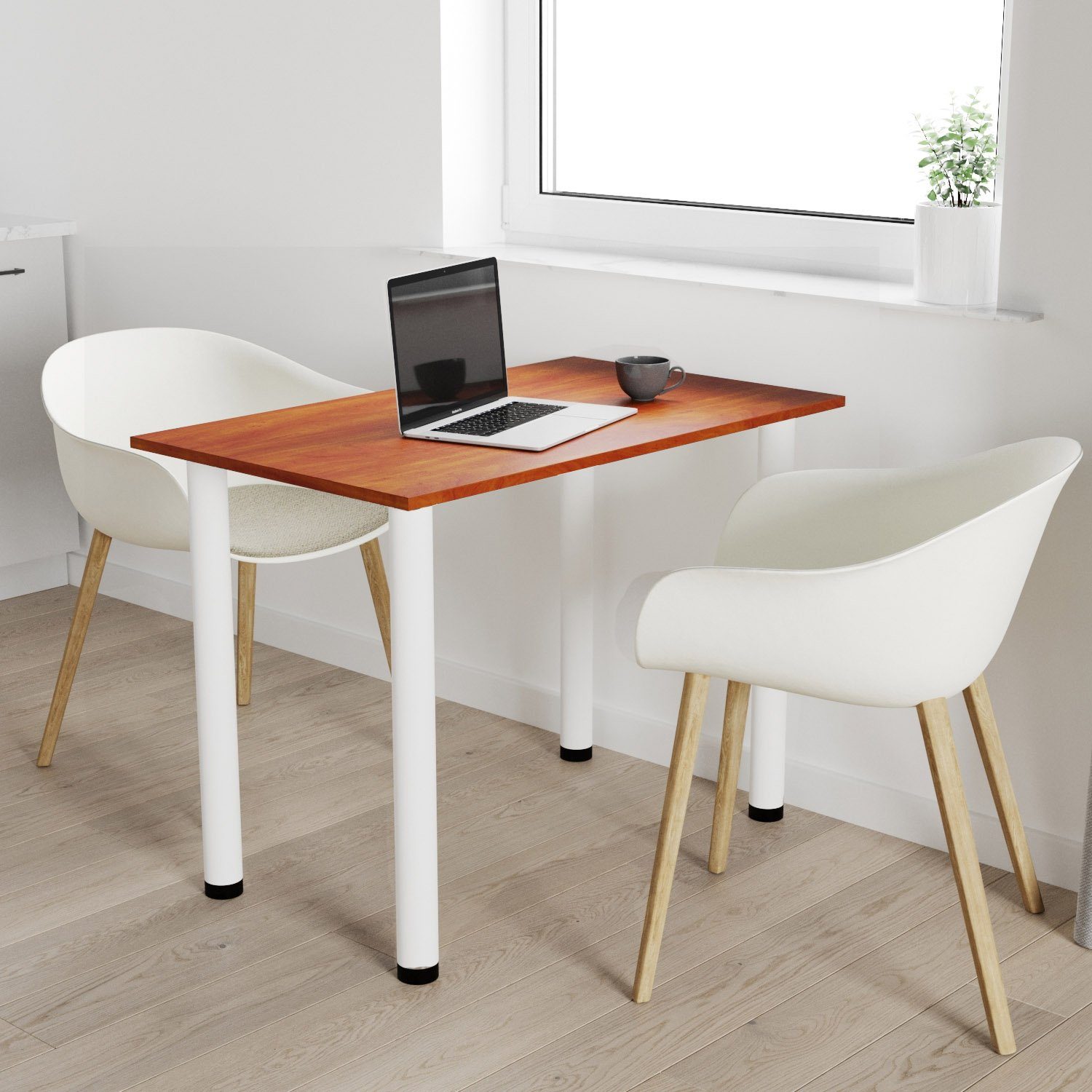 AKKE Esstisch, Esszimmertisch mit weißen Beinen Küchentisch Bürotisch 2mm PVC Locarno | Esstische