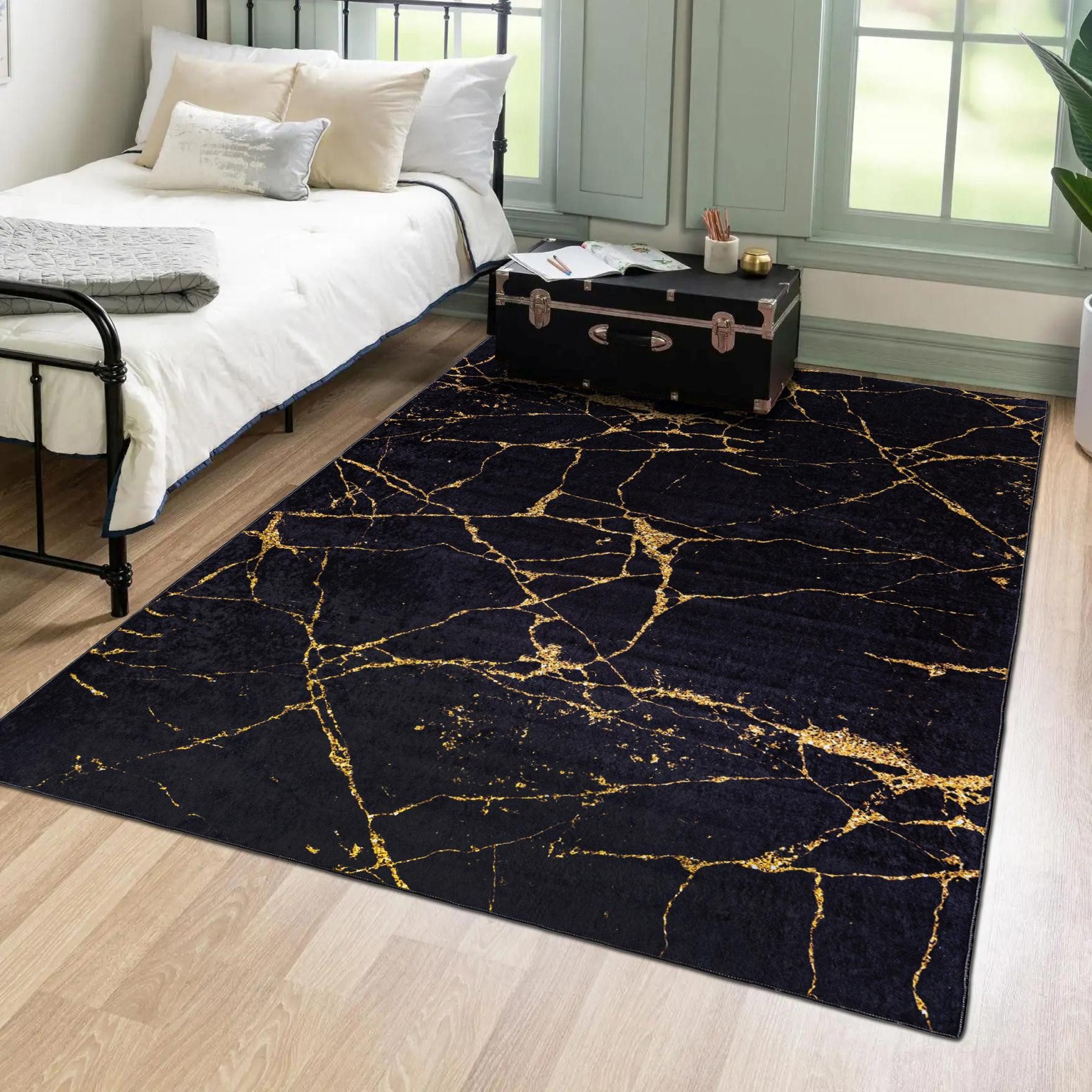 Mazovia Designteppich Modern Teppich für Wohnzimmer, Schlafzimmer, Esszimmer, 80 x 150 cm, Kurflor, Waschbar in Waschmaschine, Höhe 5 mm, Rutschfest – Bild 2 von 5