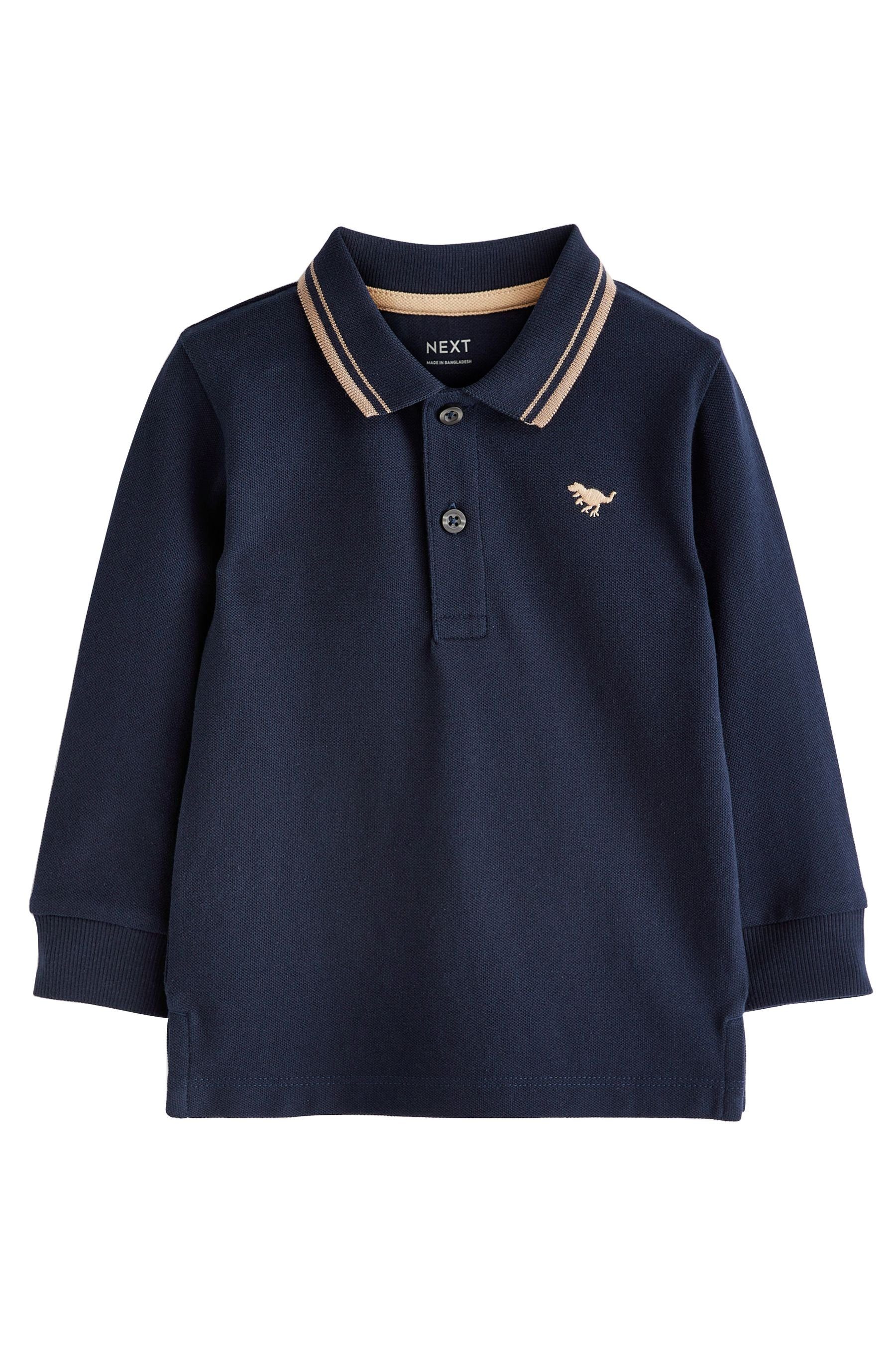 Next Langarm-Poloshirt Langärmeliges Polo-Shirt (1-tlg) Navy Blue Tipped