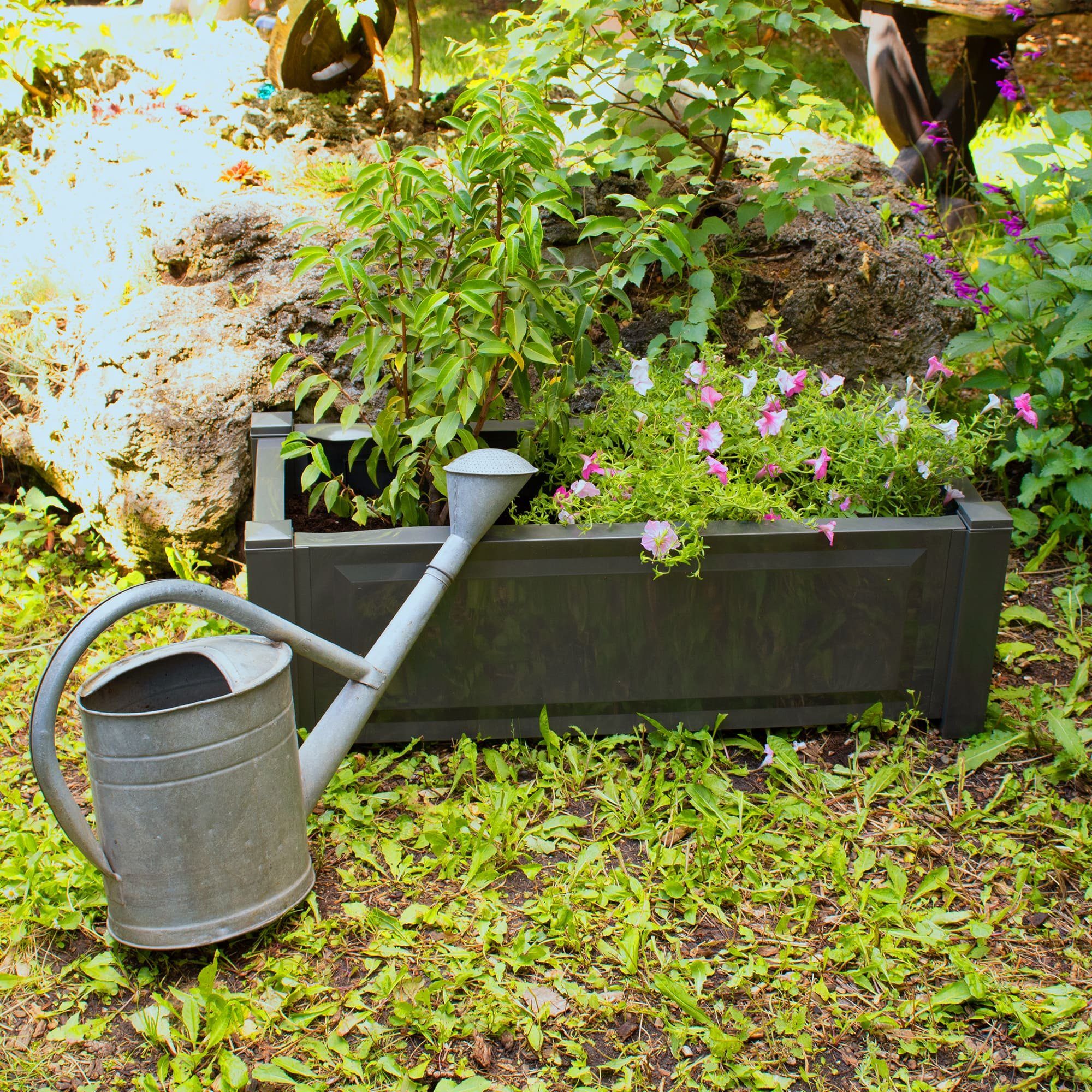 NYVI Blumenkasten (1 St), Pflanzkübel cm Steckmontage Anthrazit - NYVIGreen 110L Pflegeleicht, aus Kunststoff ohne wetterfestem Pflanzkasten Werkzeug 100x43x41