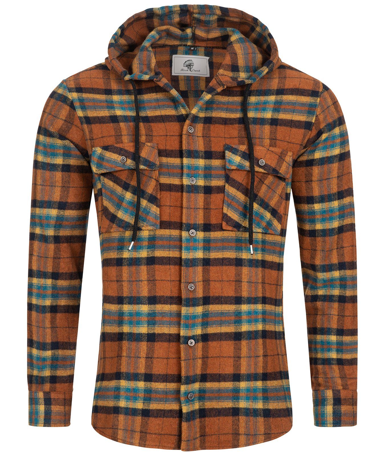 Rock Creek Flanellhemd Herren Hemd Flanellhemd mit Kapuze H-257