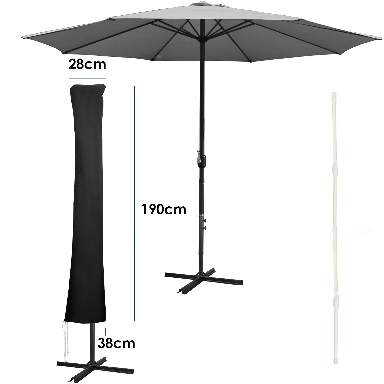 Clanmacy Sonnenschirm-Schutzhülle Sonnenschirm-Schutzhülle für Ampelschirm 2.7m/3m/3.5m Cover Abdeckung (Schutzhülle, Abdeckung, Plane, Schutz, Cover Abdeckung  – Bild 2 von 5