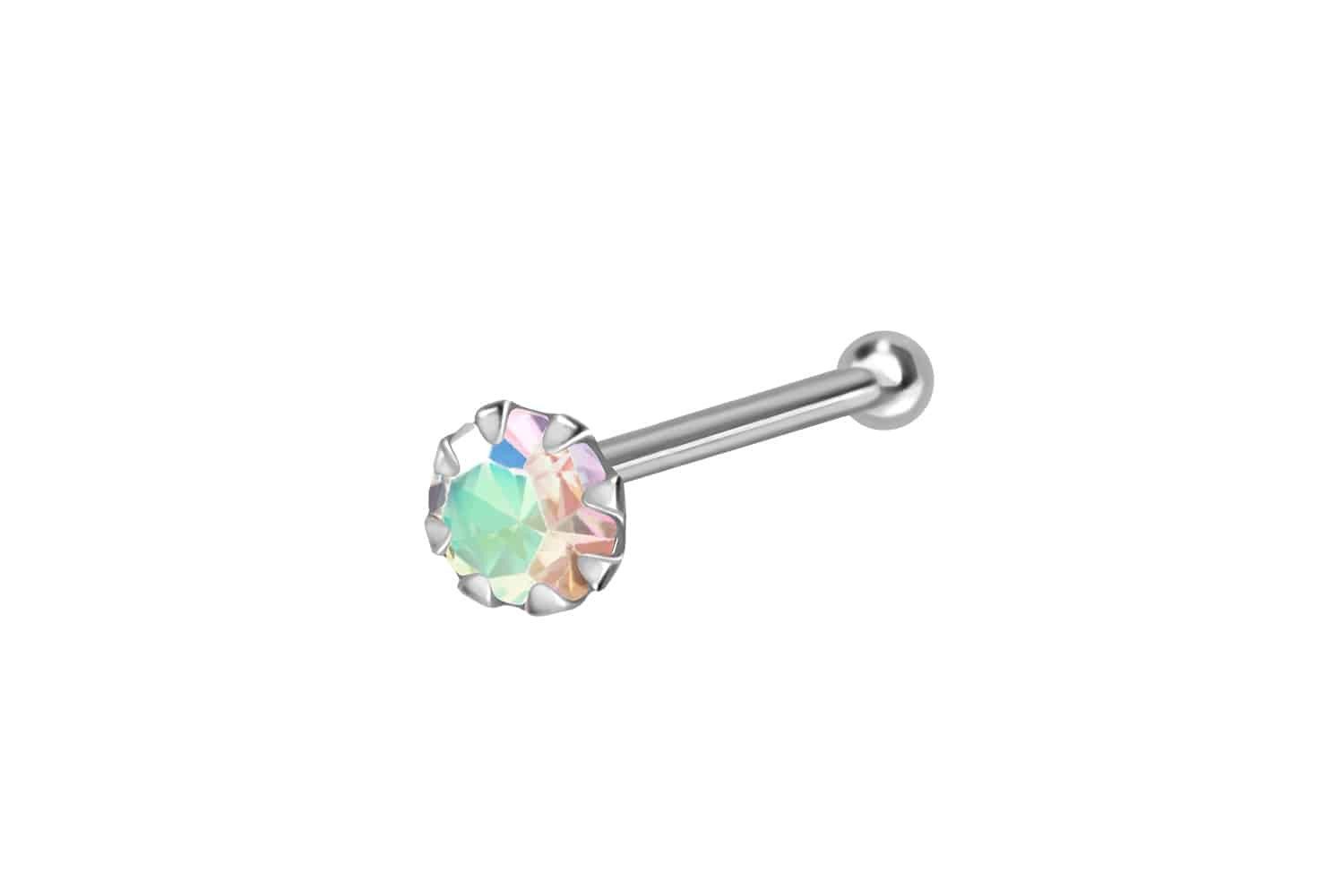 PIERCINGLINE Nasenpiercing 925er Silber Nasenstecker Pin EINGEFASSTER KRISTALL (Nasenstecker, 1-tlg)
