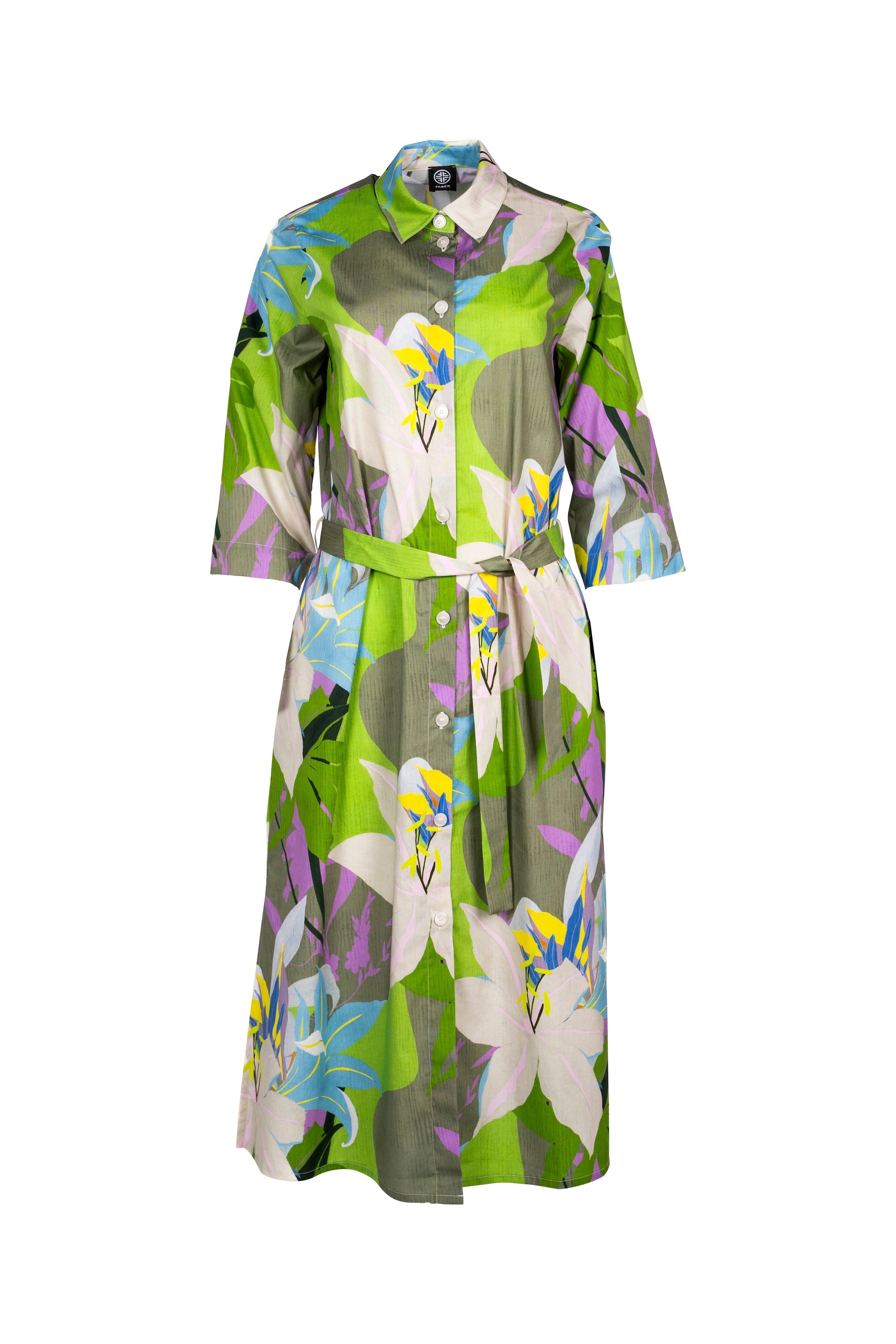Faber Blusenkleid Hemdblusenkleid mit Exotic-Floral-Print