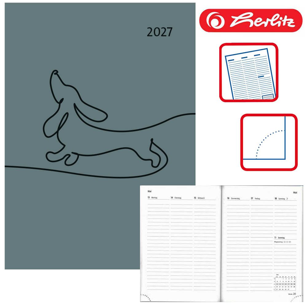 Herlitz Buchkalender Herlitz Buchkalender A6 Animals 2027 grau