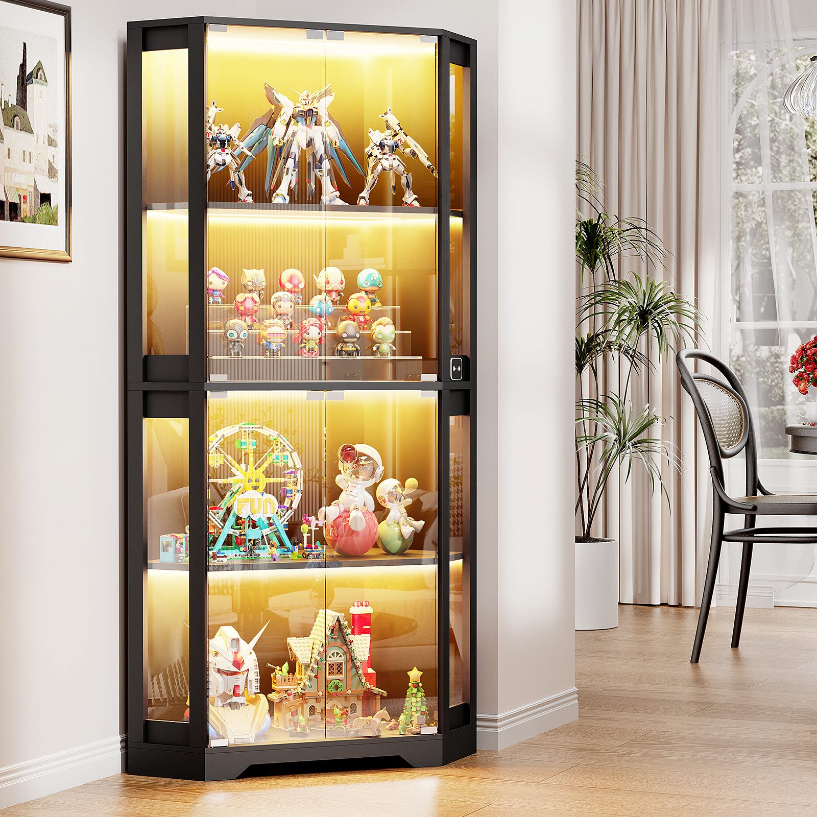 BROTTAR Glasvitrine Curio-Schrank, Eckvitrine, 4 Böden mit LED-Beleuchtung günstig online kaufen