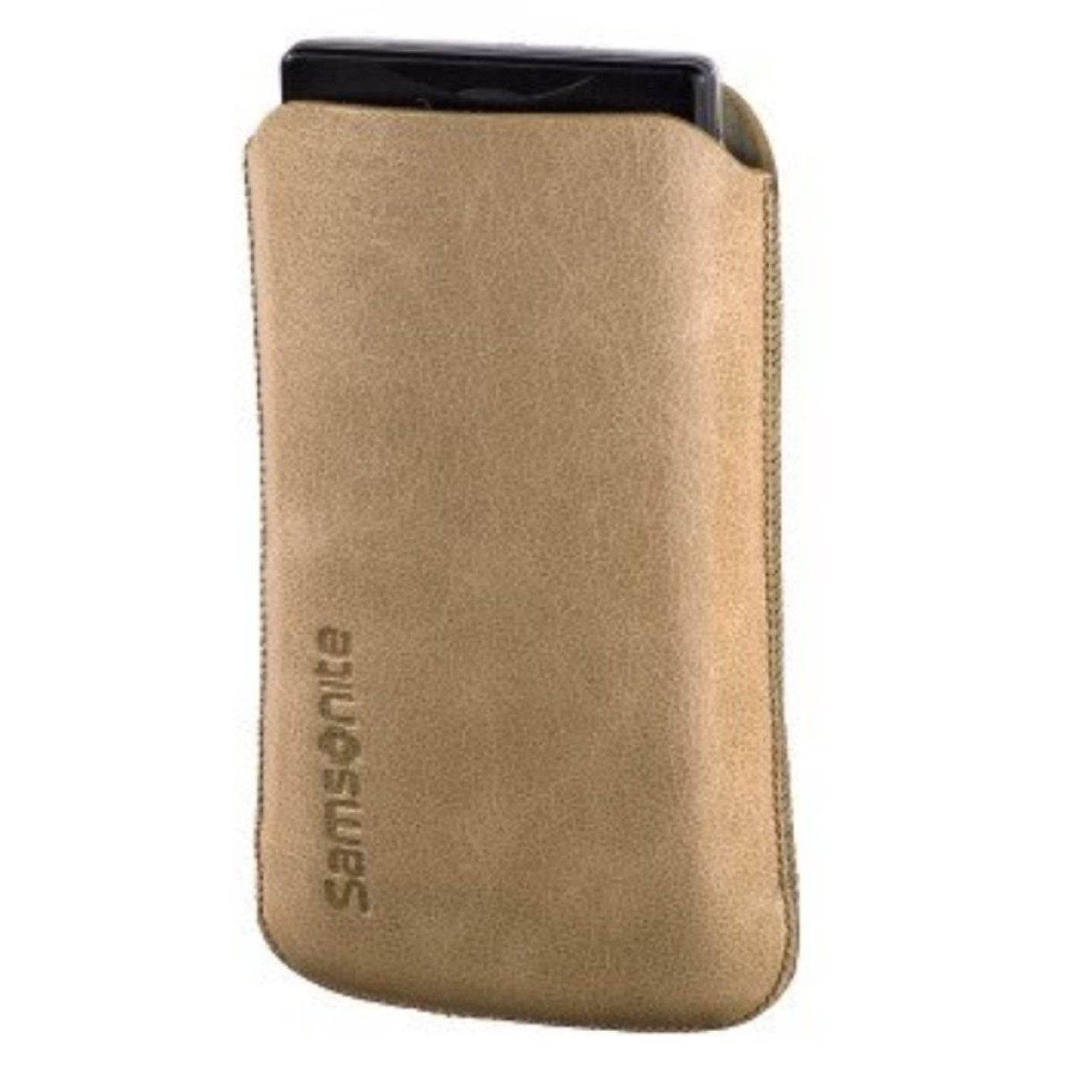 Samsonite Handyhülle Leder Universal Pouch Tasche Toledo Beige, hochwertige Schutz-Hülle, Lift-Funktion Etui für klassisches Handy MP4