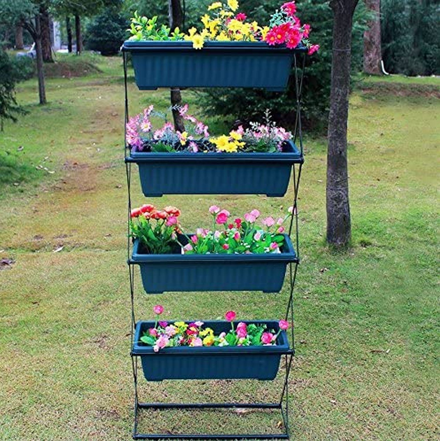 4 Pflanzkästen sesua Pflanzkastenständer Blumentreppe Blumenkasten mit Pflanztreppe