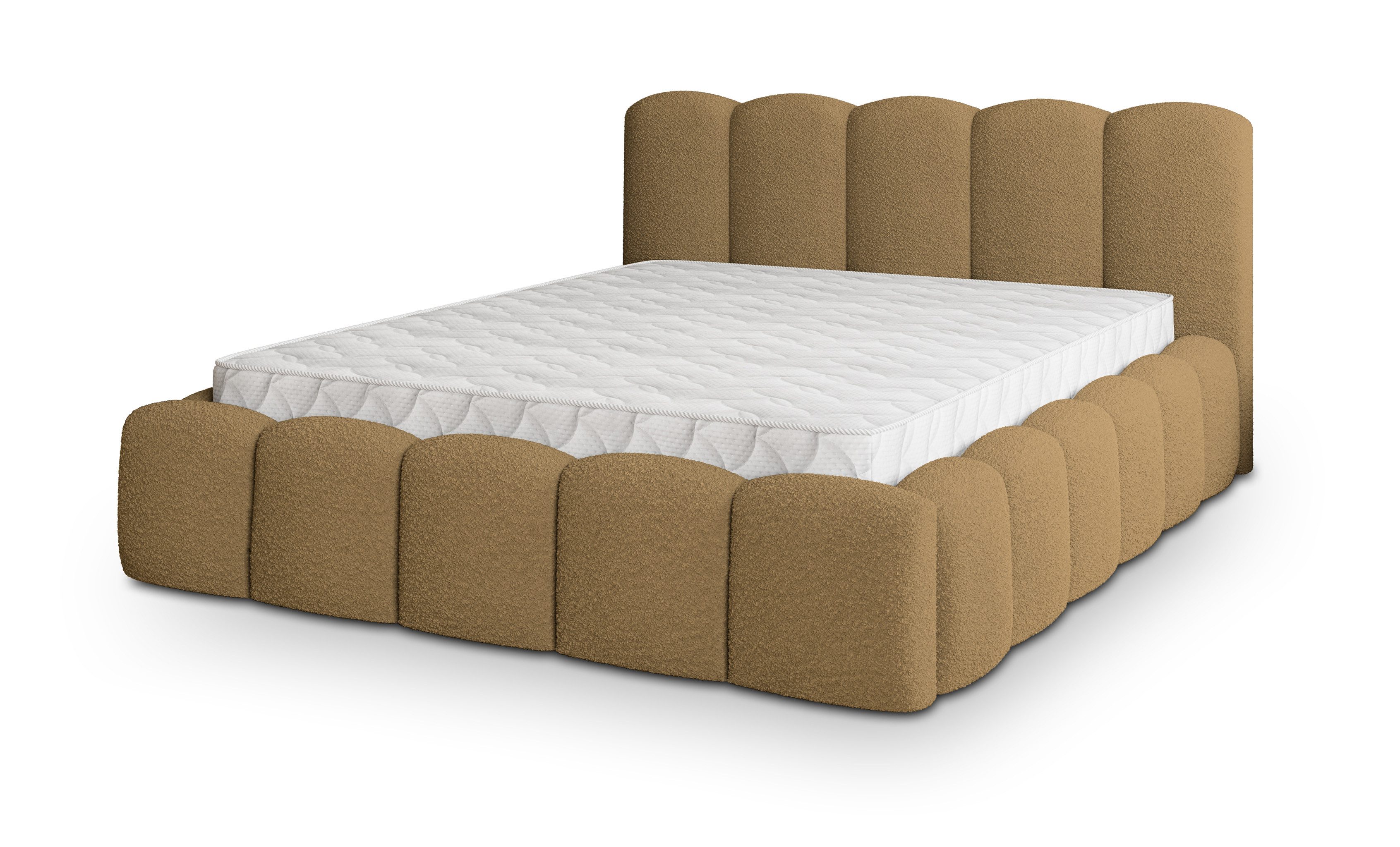 Masseno Polsterbett FALINA 180x200 cm orange (mit Bettkasten und Lattenrost)