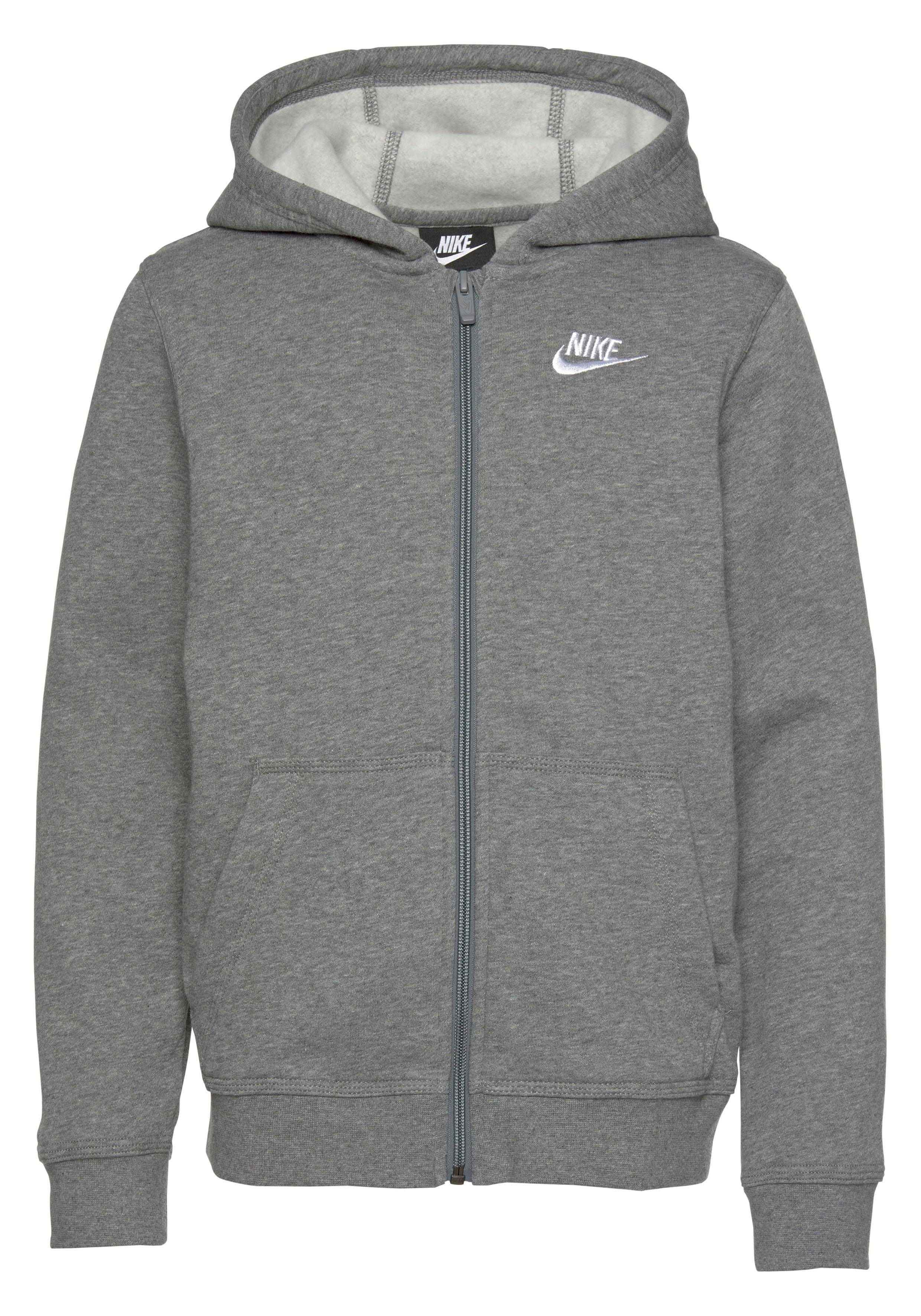 CLUB grau-meliert HOODIE Kinder Nike NSW Kapuzensweatjacke für - Sportswear FZ