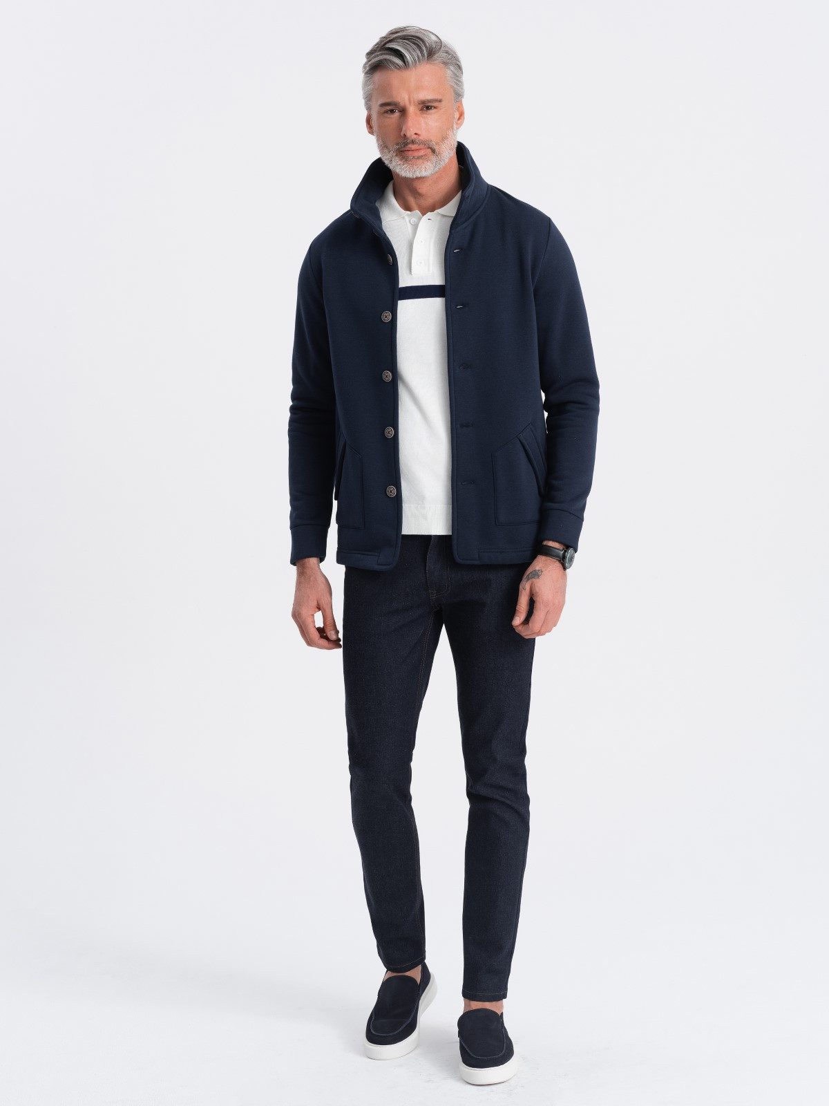 OMBRE Sweatshirt Herren Sweatshirt mit Knopfleiste günstig online kaufen