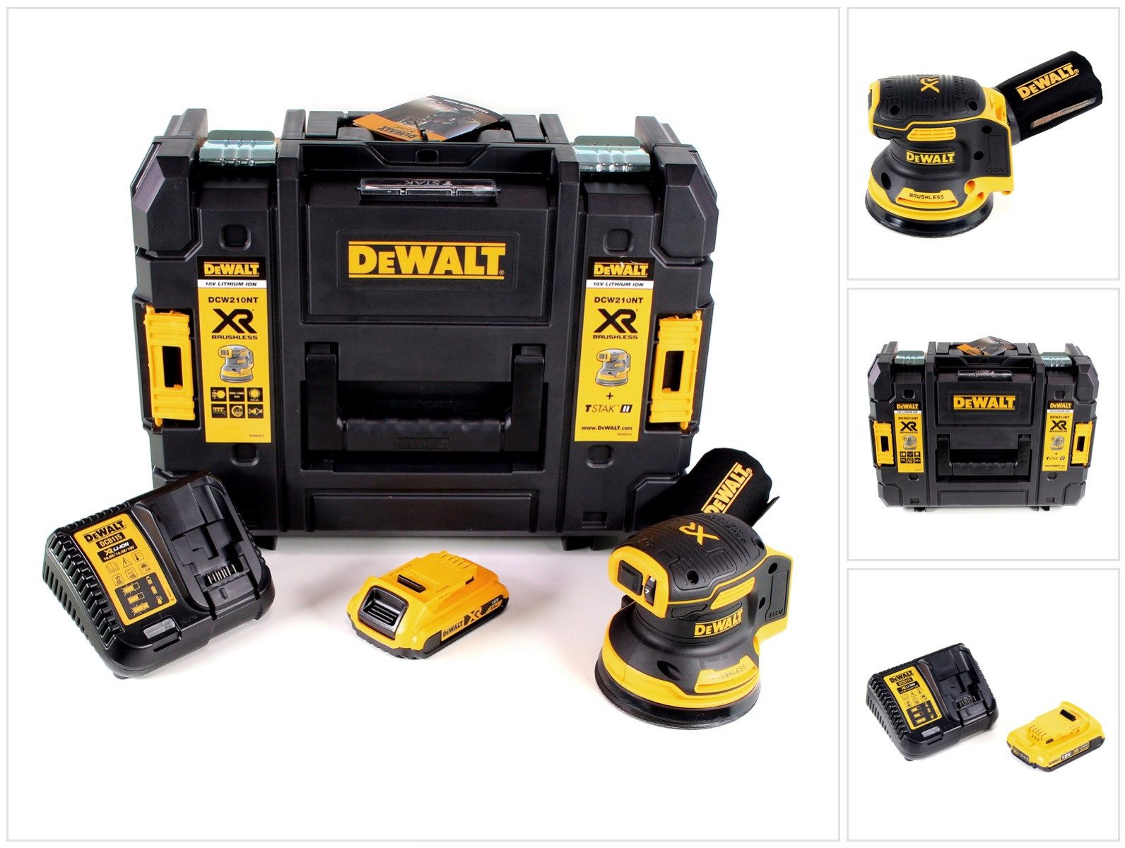 DeWalt Akku-Exzenterschleifer DCW 210 D1 Brushless 18V 12.000U/min 125 mm + 1x Akku 2,0 Ah