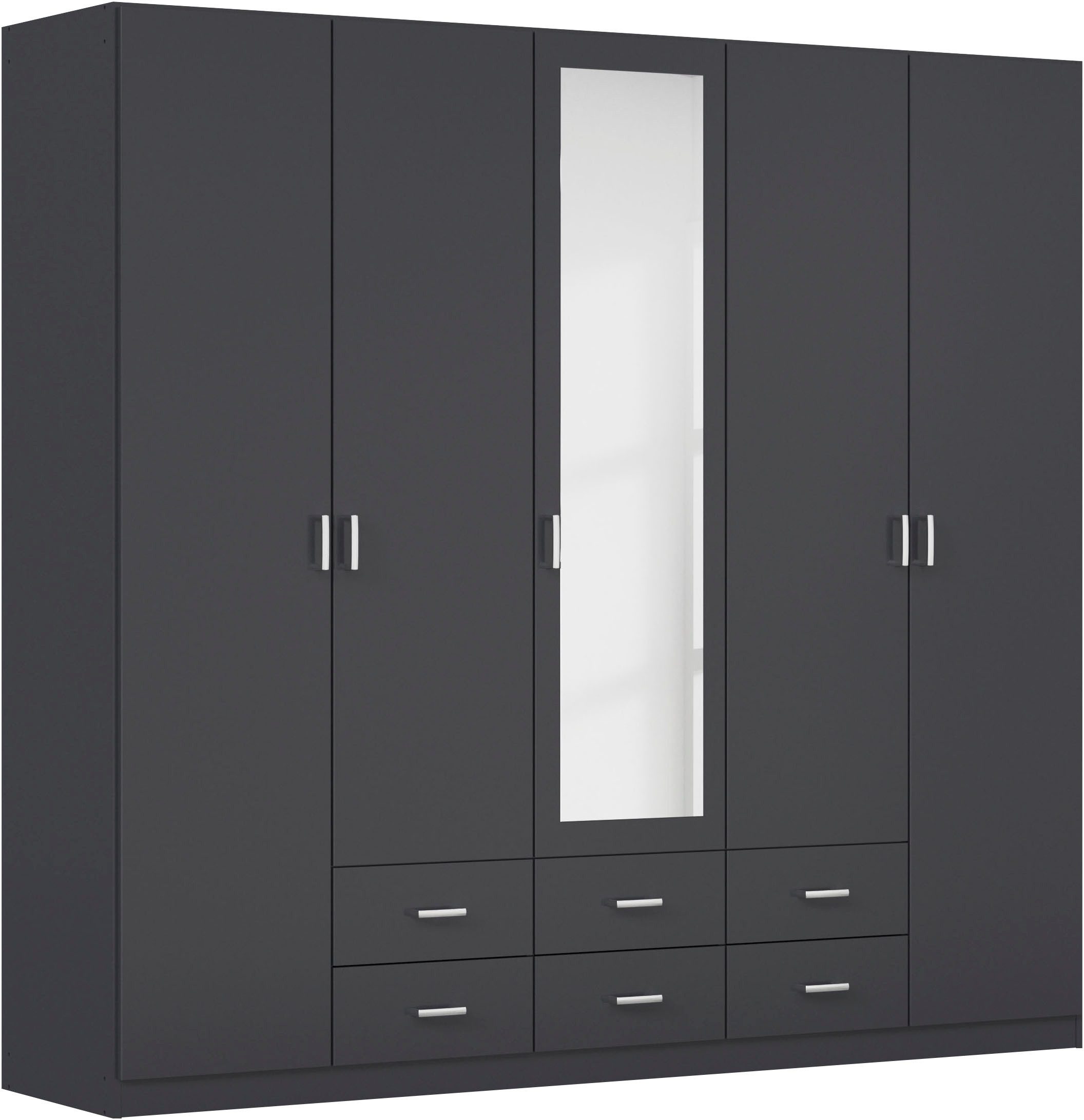 rauch Kleiderschrank Schrank Garderobe Ankleide GAMMA Breiten 91/136/181/226/271/315/360 cm (in 3 Ausstattungen BASIC/CLASSIC/PREMIUM (inkl. SOFT-CLOSE-Funktion) verschiedene Griff-Varianten, mit Spiegel TOPSELLER MADE IN GERMANY