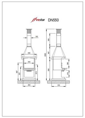 Firestar Gartenkamine Grillkamin Firestar DN 550, Inkl. Grillrost und Fettschutzpfanne, Qualität direkt vom Hersteller, Made in Germany