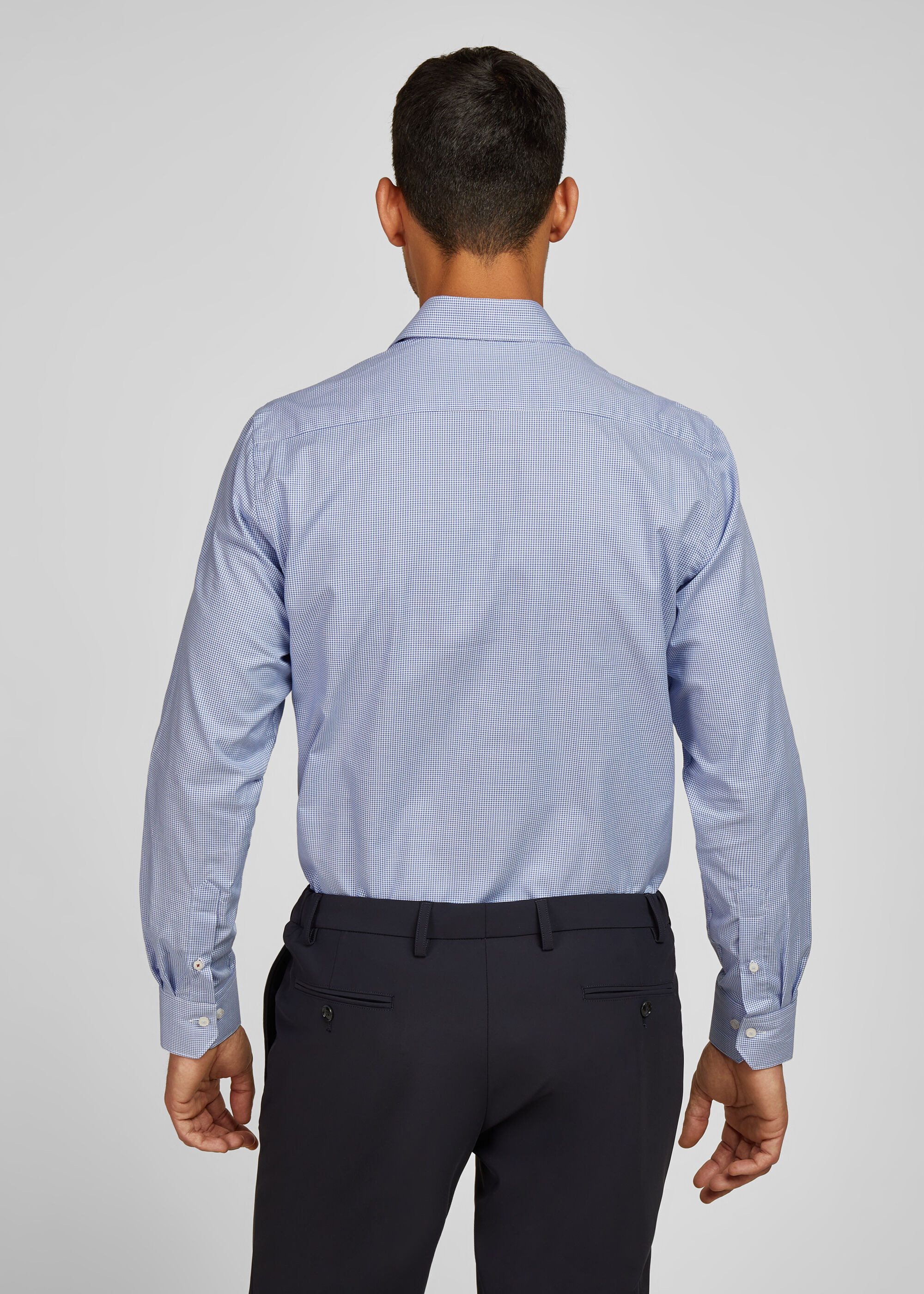 HECHTER PARIS Langarmhemd im feinen Hahnentritt-Muster