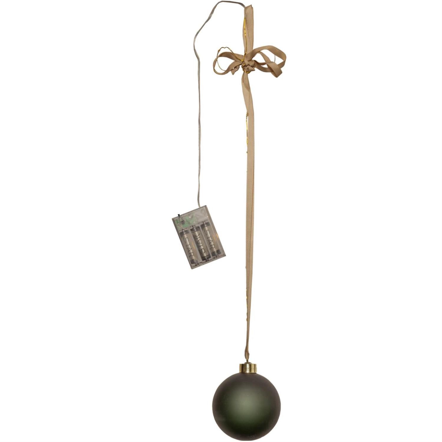 MARELIDA Weihnachtsbaumkugel LED Weihnachtskugel beleuchtete Christbaumkugel Glas Timer grün 10cm (1 St)