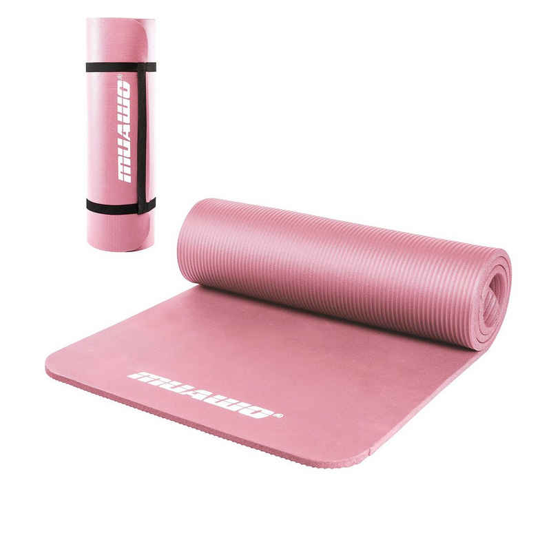 Muawo Fitnessmatte, Yogamatte, Sportmatte und Gymnastikmatte (mit Tragegurt und Trage-/ Aufbewahrungstasche), extra dick 15 mm & extra lang 190 cm, PHTHALATFREI, kein Chemie Geruch