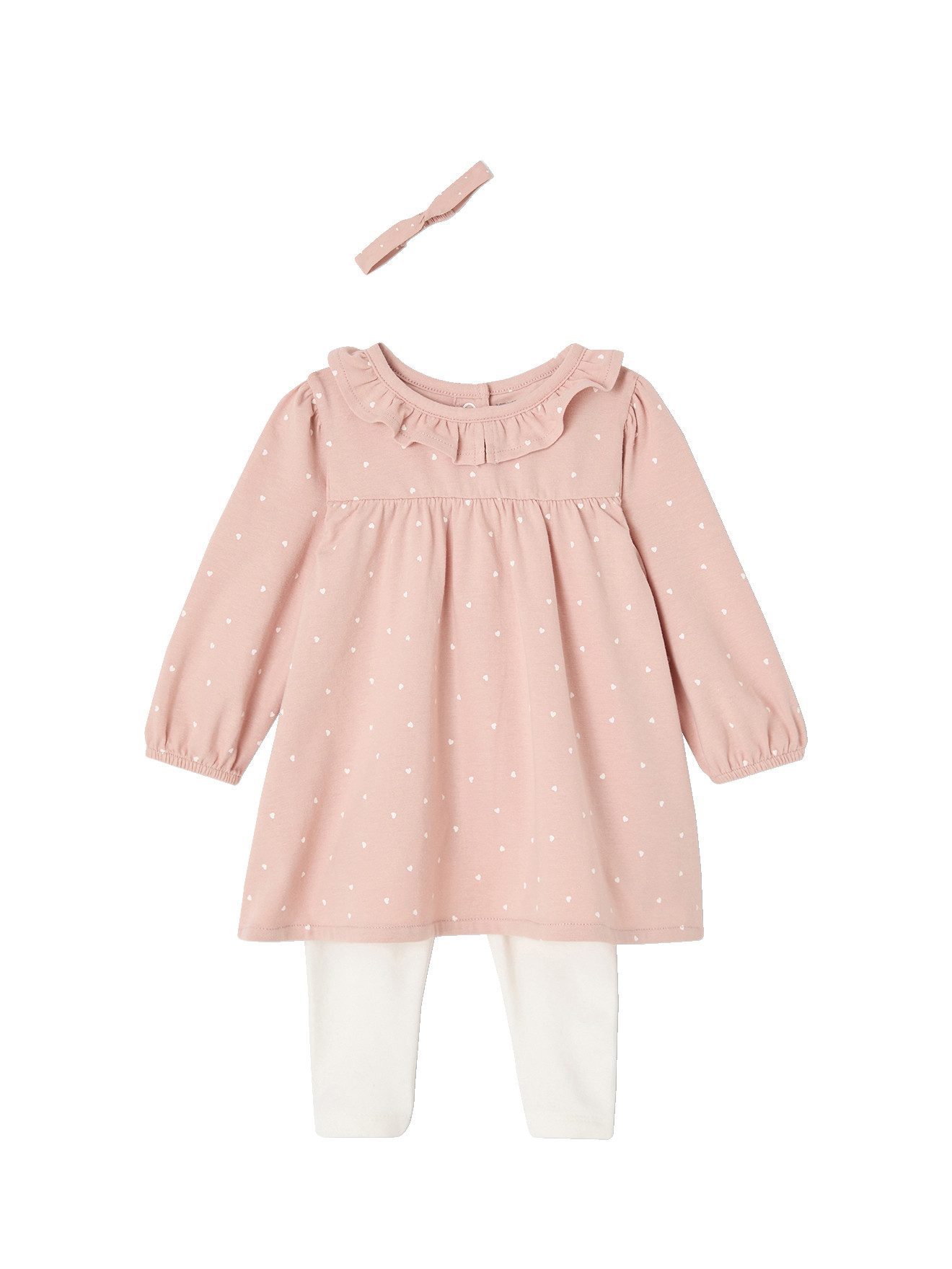 Kleid & Leggings Baby-Set aus Kleid, Leggings & Haarband, Herzen