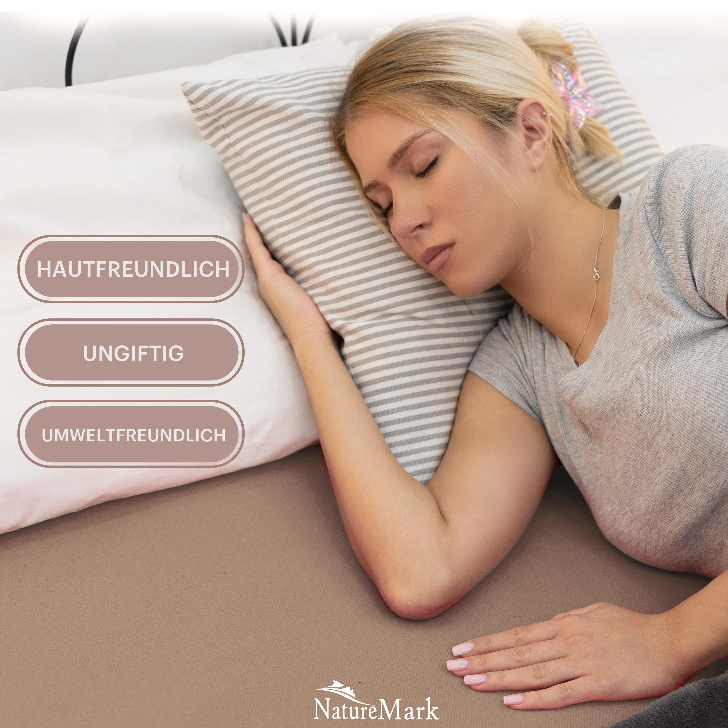 NatureMark Spannbettlaken Jersey Basic Spannbetttuch, 100% Baumwolle, Gummizug: rundum, (1 Stück), in vielen Größen und Farben, bis 25cm Steghöhe, 90x200cm, Sand