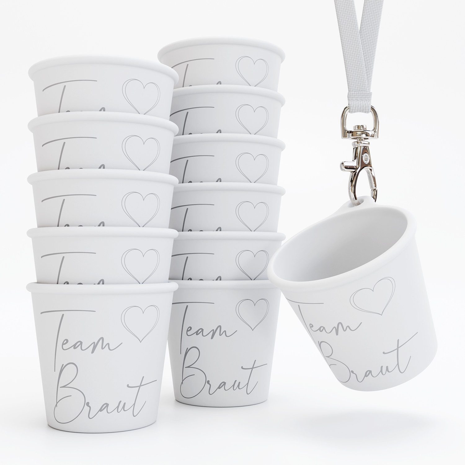 SoPro Schnapsglas 12x Schnapsbecher Plastik 4 cl wiederverwendbar, Pinnchen zum Umhängen
