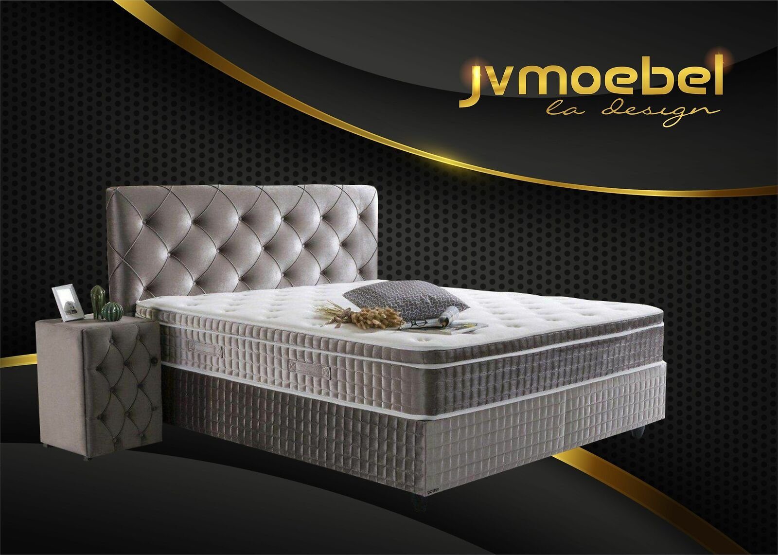JVmoebel Bett, Möbel Luxury Modern Betten Polster Chesterfield Schlafzimmer