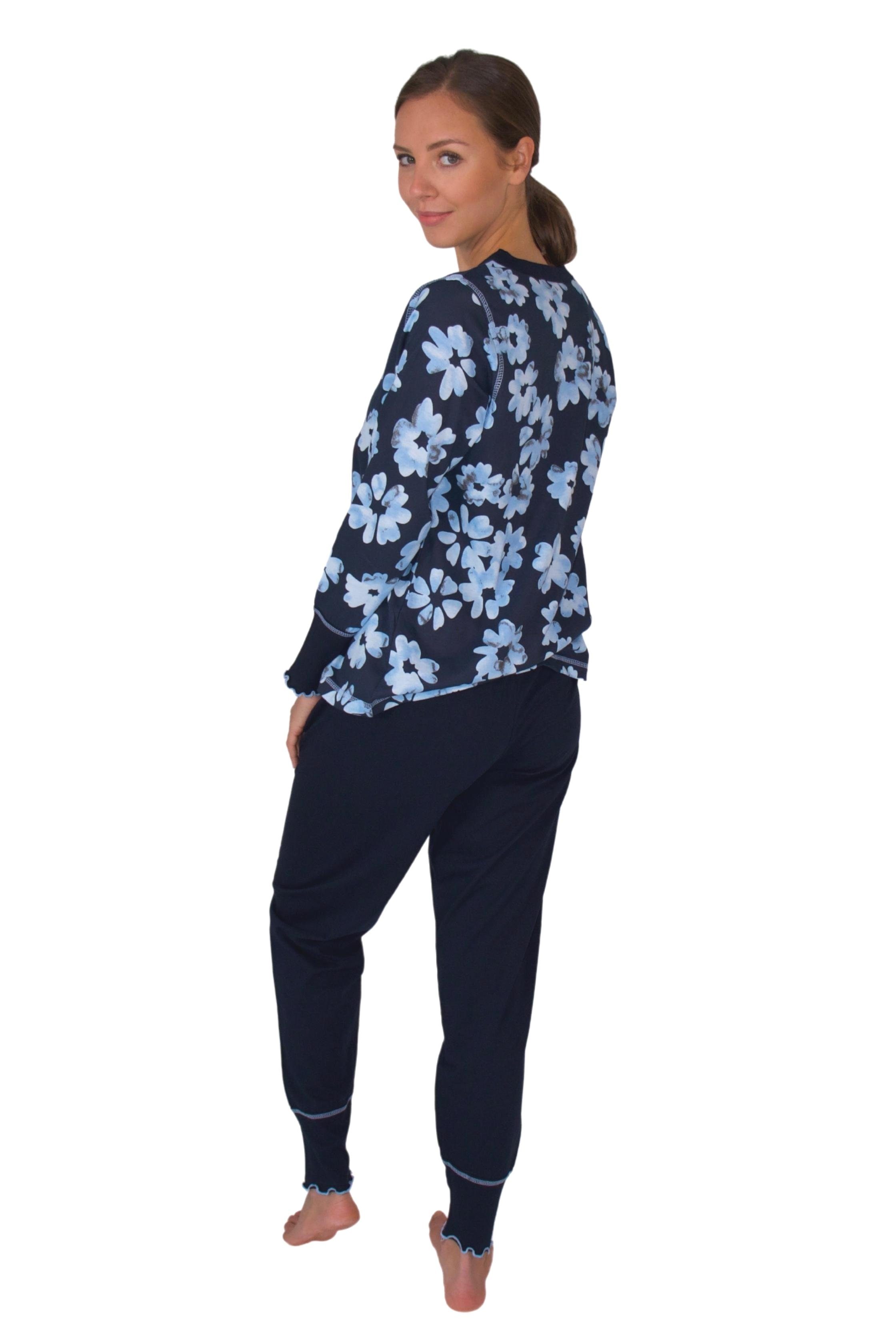 Consult-Tex Pyjama Damen weicher Qualität Baumwolle-Jersey Schlafanzug aus Pyjama DW311blau