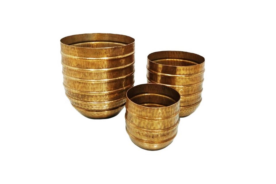 riess-ambiente Übertopf »ORIENT gold« (3er Set, 3 Stück), Vase · für Pflanzen · Metall · Handarbeit 