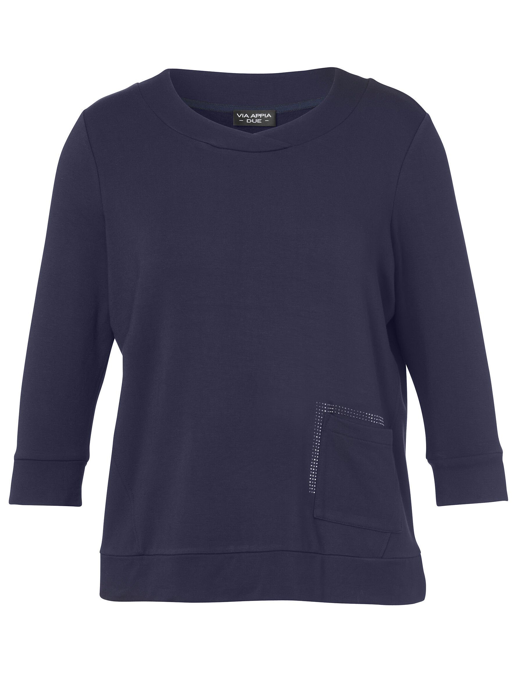 Glitzersteinen indigo DUE APPIA VIA Sweatshirt mit