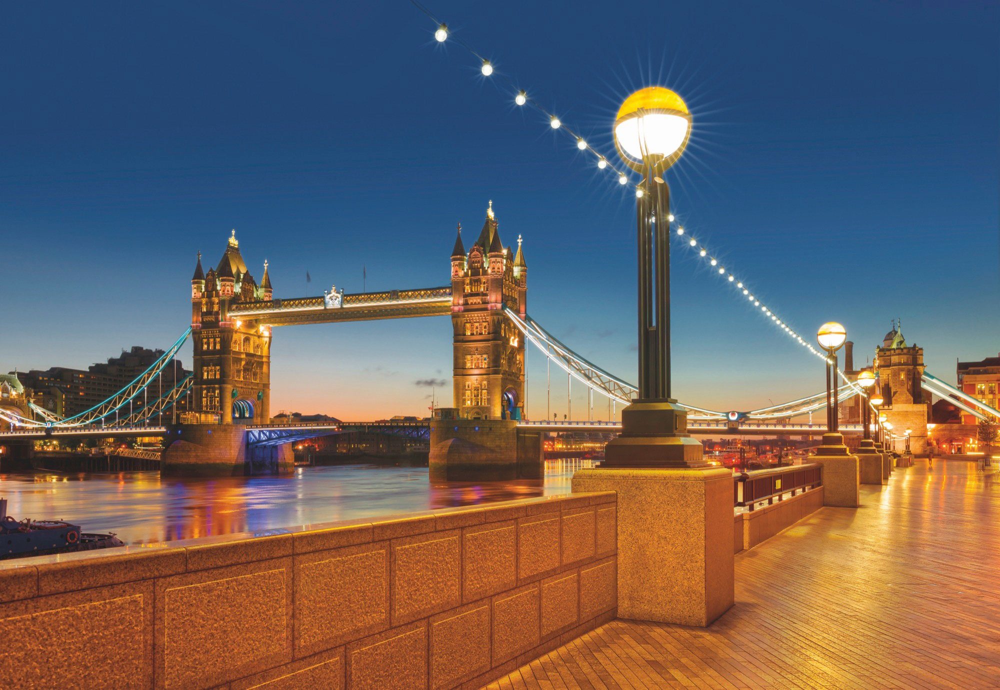 Komar Fototapete Tower Bridge - Größe 368 x 254 cm, glatt, bedruckt, Wohnzimmer, Schlafzimmer