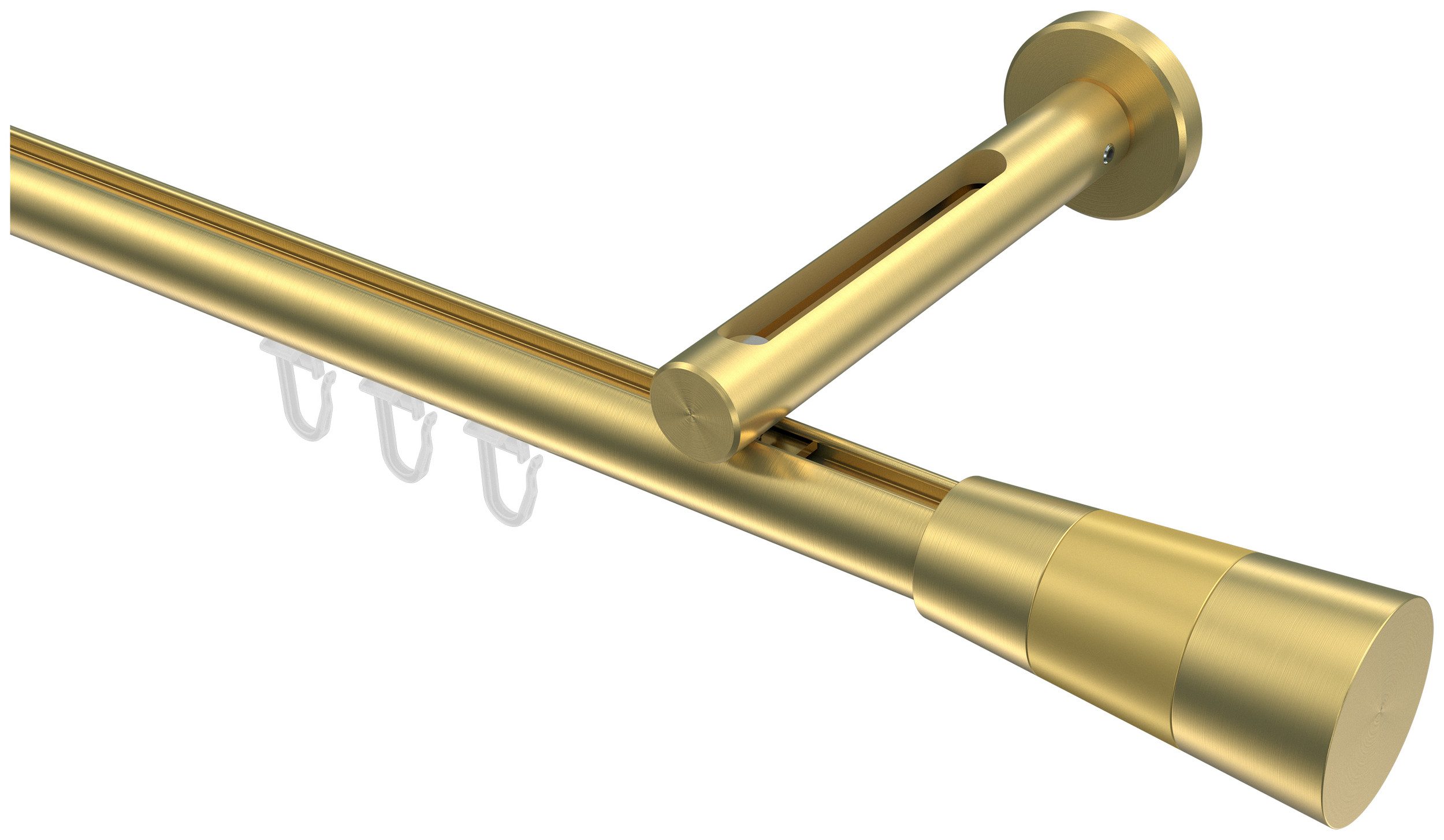 INTERDECO Innenlaufschiene Siteno Tanara, Ø 20 mm, 1-läufig, Fixmaß, kürzbar, Wandmontage, Aluminium, Messing-Optik