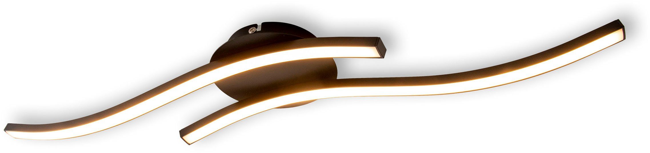 Deckenlampe, fest 65cm, Onda, schwarz-matt, Warmweiß, warmweiß, Wandleuchte integriert, LED L: näve 12W, LED IP20 Deckenleuchte