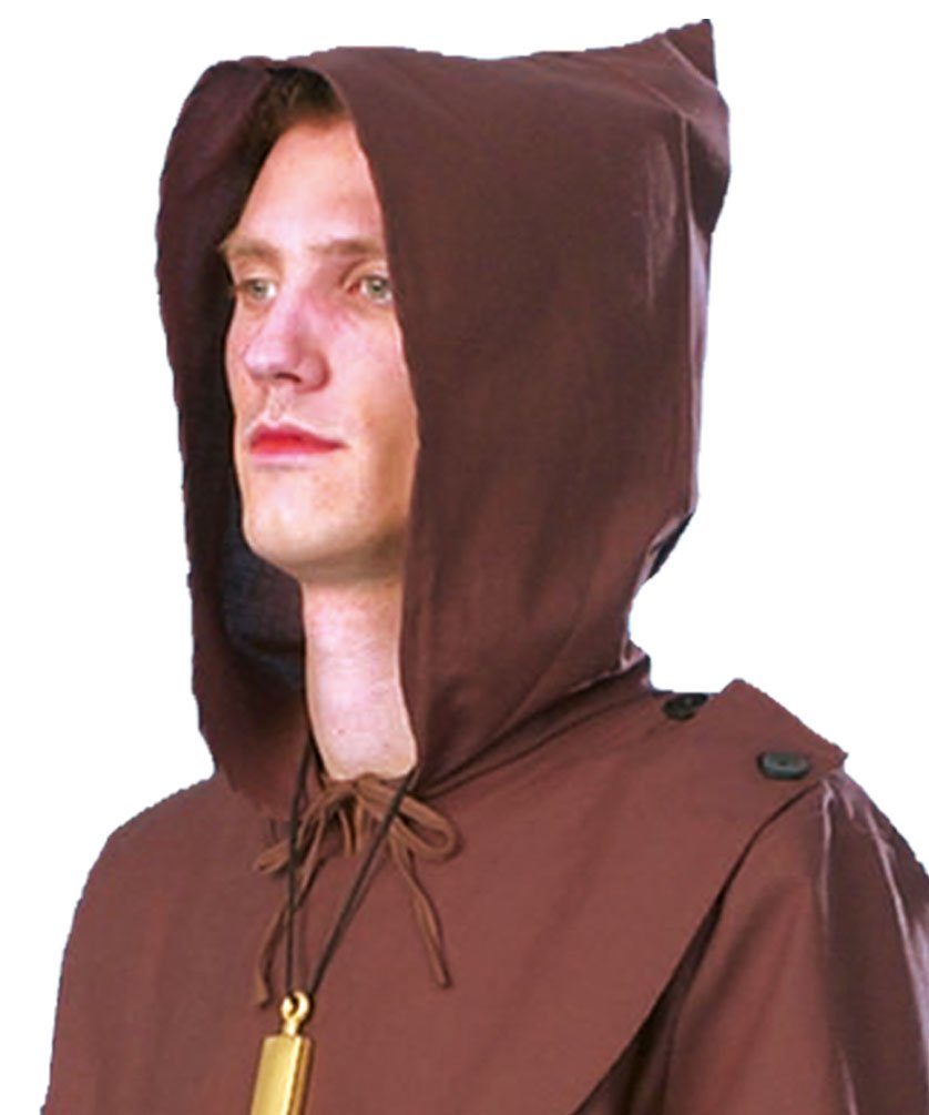 Karneval-Klamotten Mönch-Kostüm Herren Mönchskutte braun Mittelalter mit Kordel, Männer Kostüm Kapuzenumhang Fasching Karneval
