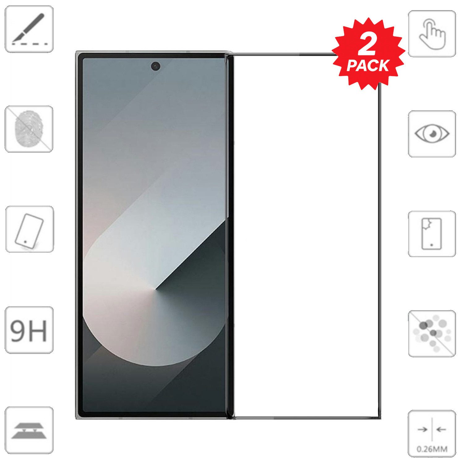 Wigento Handyhülle Für Samsung Galaxy Z Fold7 5G 2x 3D Premium Full 9H 0,3 mm Hart Glas, Spar Set 3D Full Display Schutz Glas