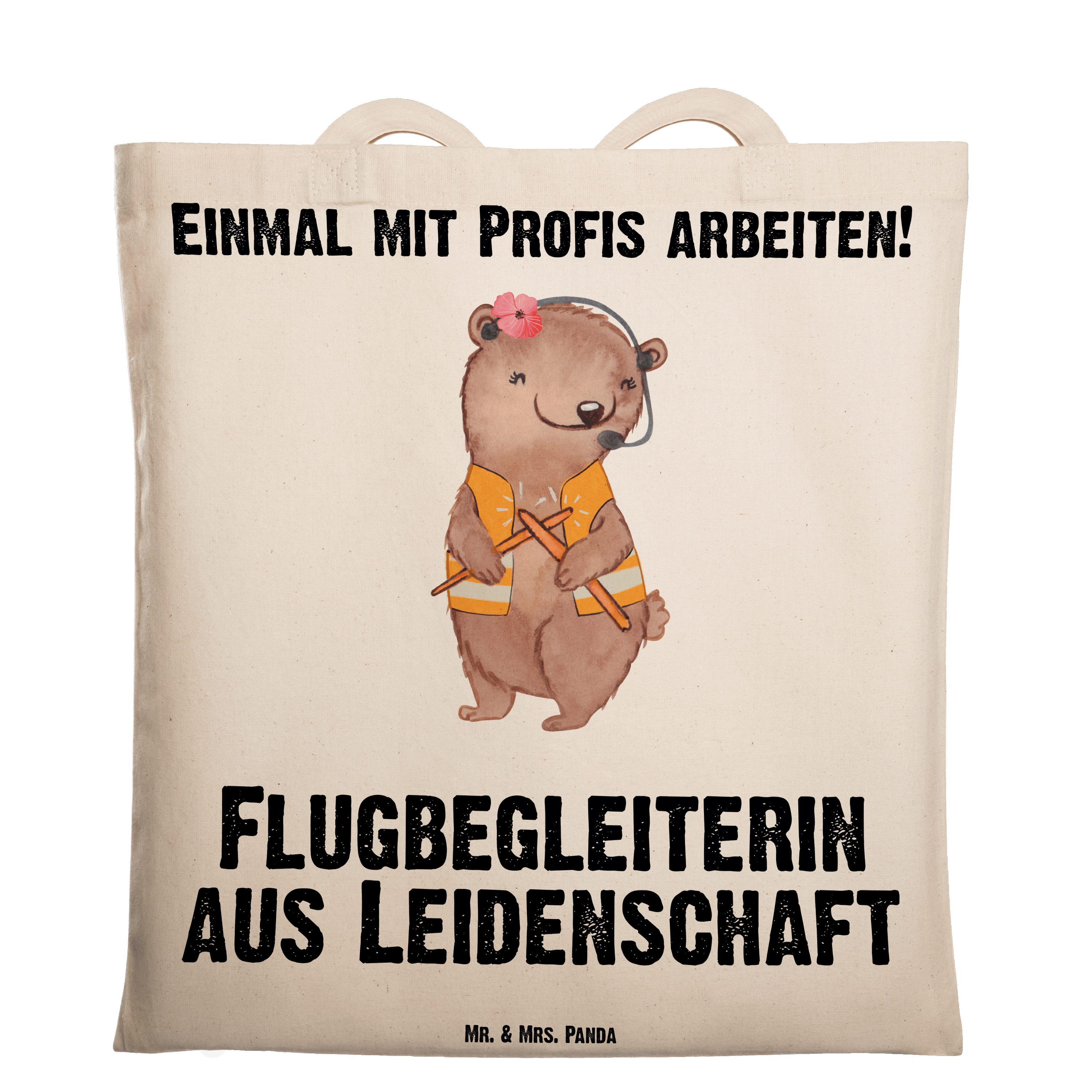 Mr. & Mrs. Panda Tragetasche Flugbegleiterin aus Leidenschaft - Transparent - Geschenk, Jutebeutel (1-tlg)